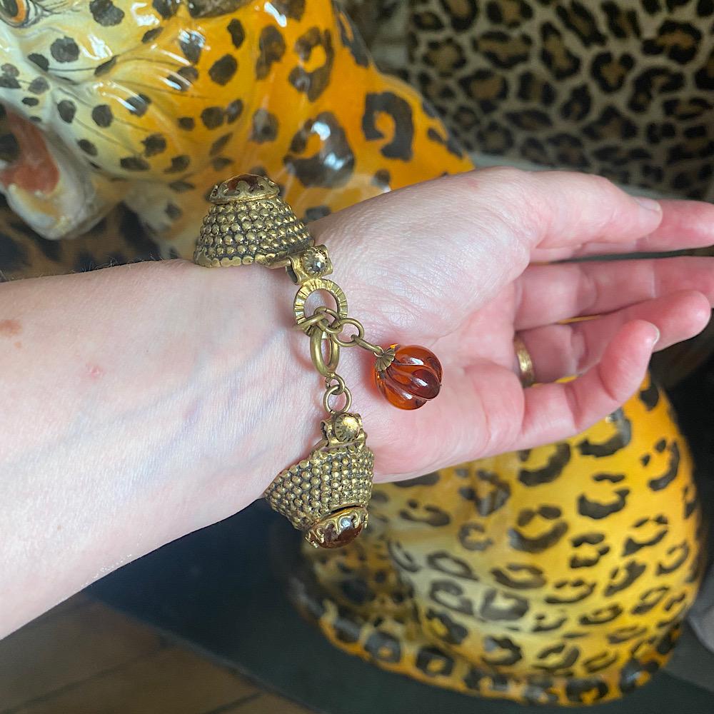 Unique French Amber Glass Gripoix Vintage Bracelet, 60s For Sale 1