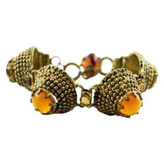 Unique French Amber Glass Gripoix Vintage Bracelet, 60s
