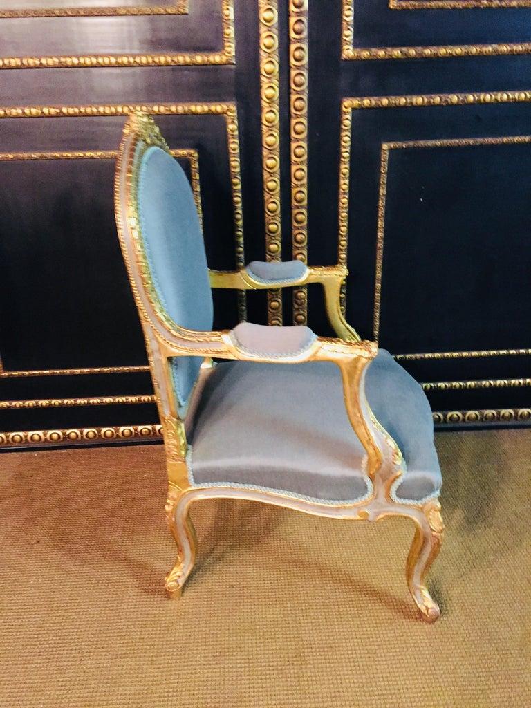 Unique French Armchair in Antique Louis Quinze Style Wood Hand Carved For Sale 7