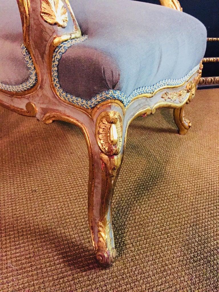 Unique French Armchair in Antique Louis Quinze Style Wood Hand Carved For Sale 11