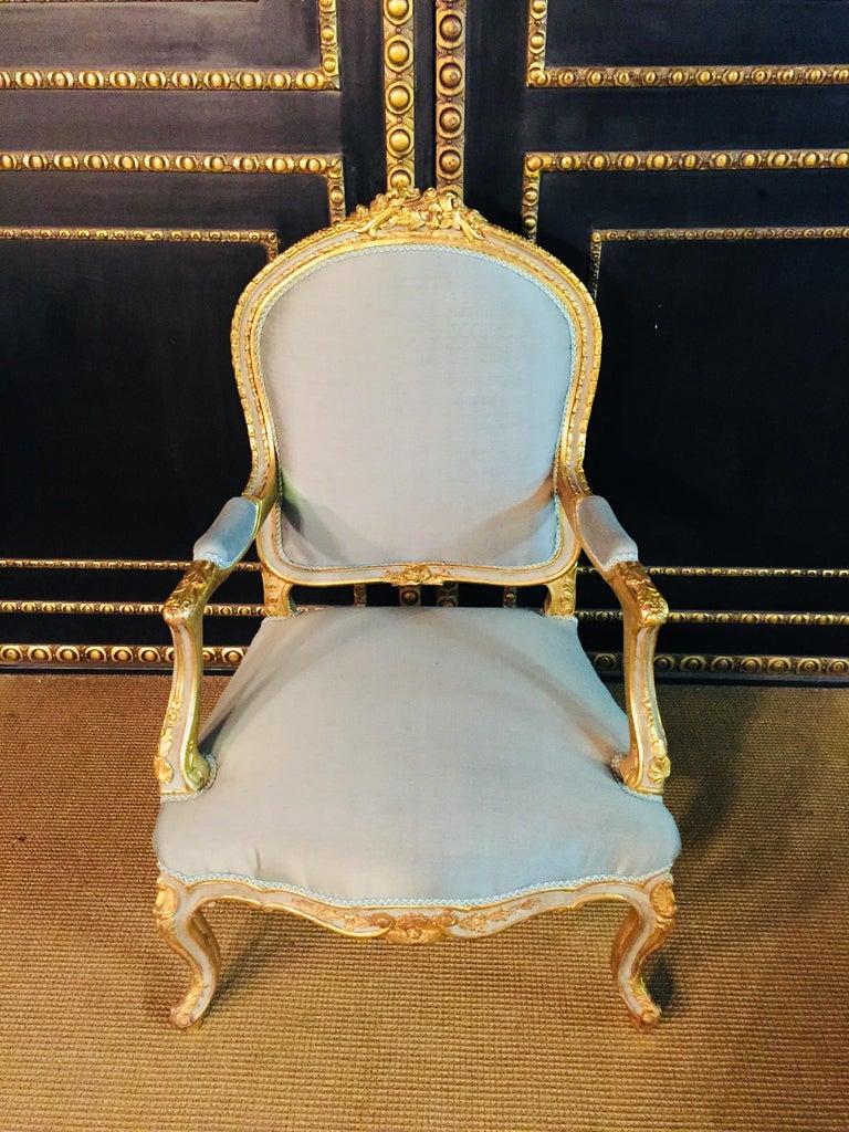 Unique French Armchair in Antique Louis Quinze Style Wood Hand Carved For Sale 12