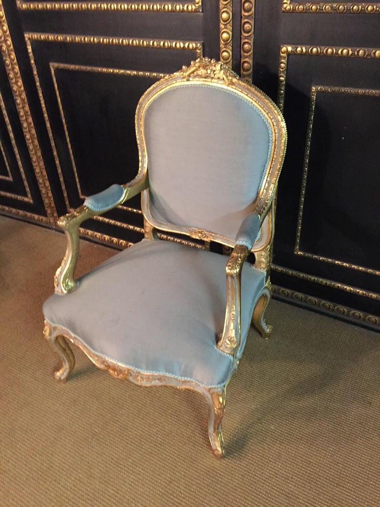 Louis XV Unique French Armchair in Antique Louis Quinze Style Wood Hand Carved For Sale