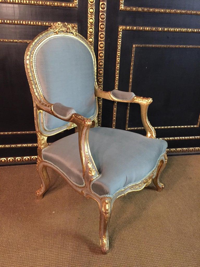 Unique French Armchair in Antique Louis Quinze Style Wood Hand Carved For Sale 2