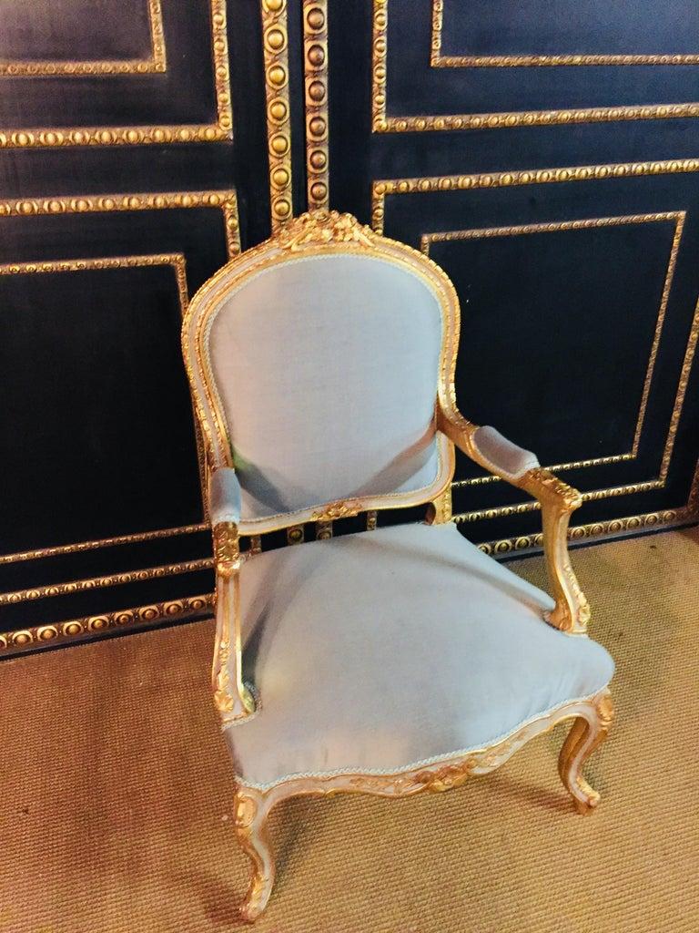 Unique French Armchair in Antique Louis Quinze Style Wood Hand Carved For Sale 3