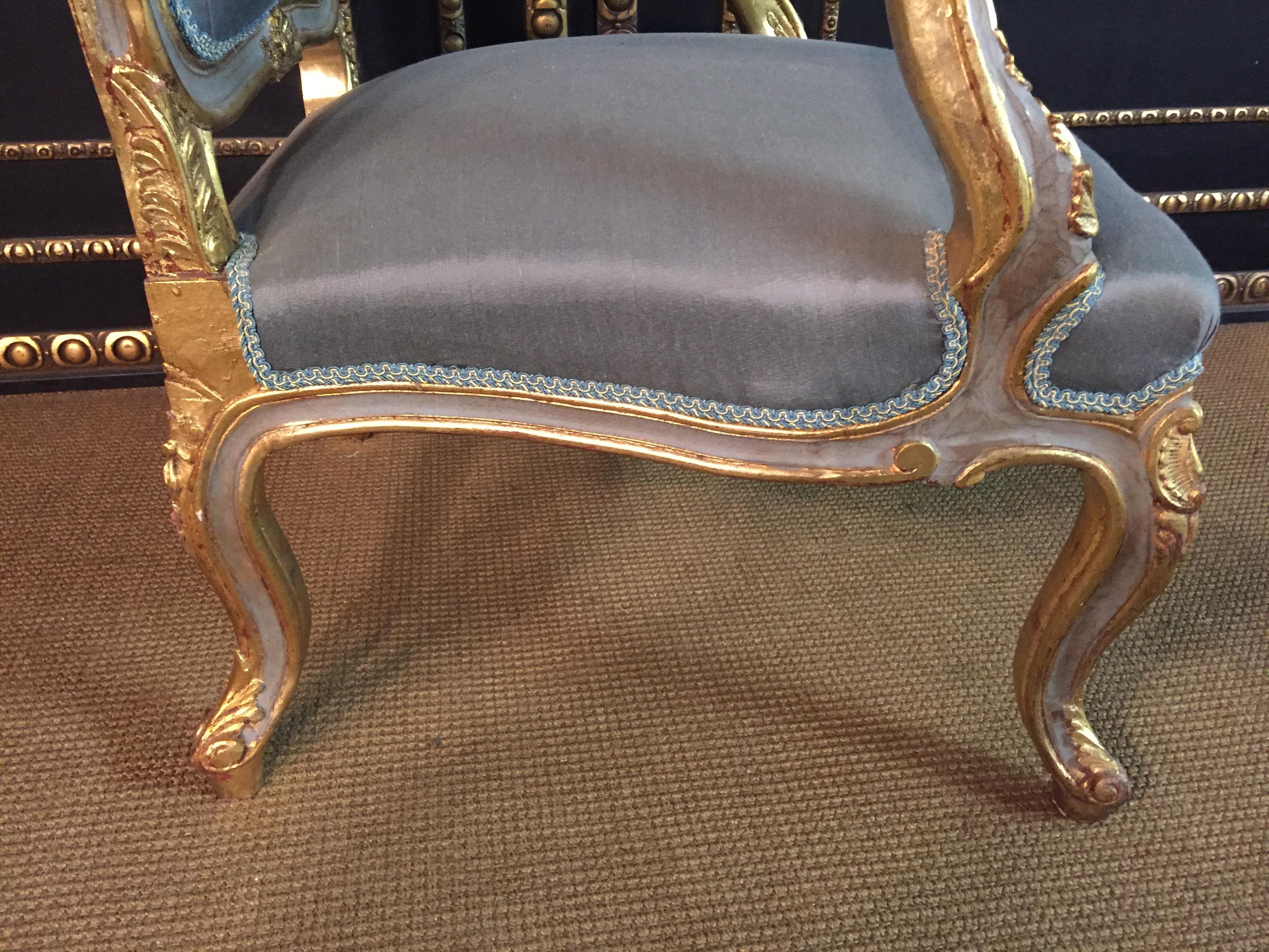 Wood Unique French Armchair in Louis Quinze Style