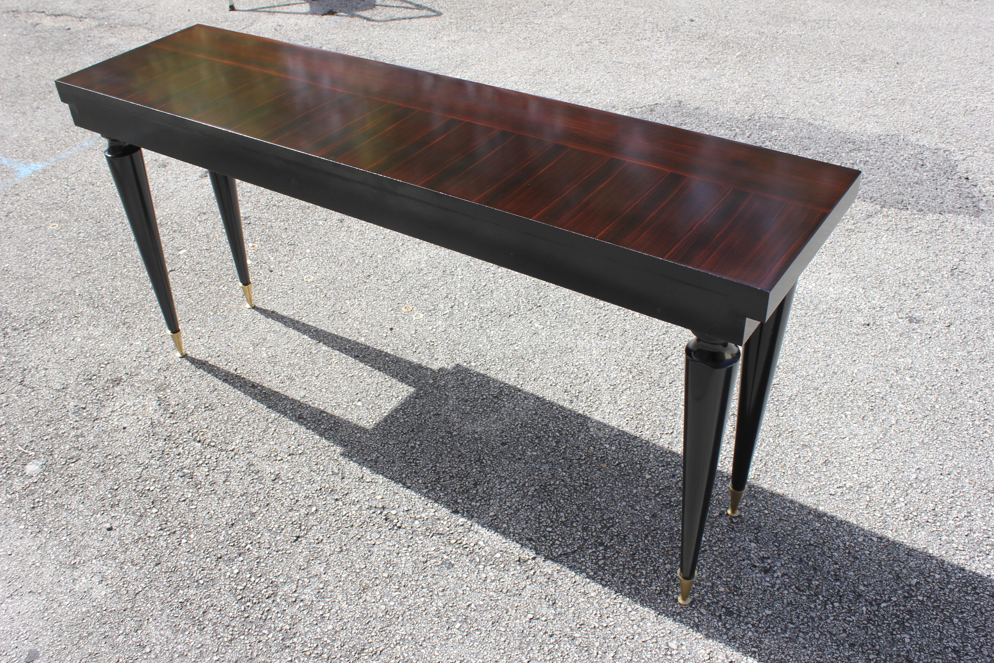 Unique French Art Deco Exotic Macassar Ebony Console Table, circa 1940s 7