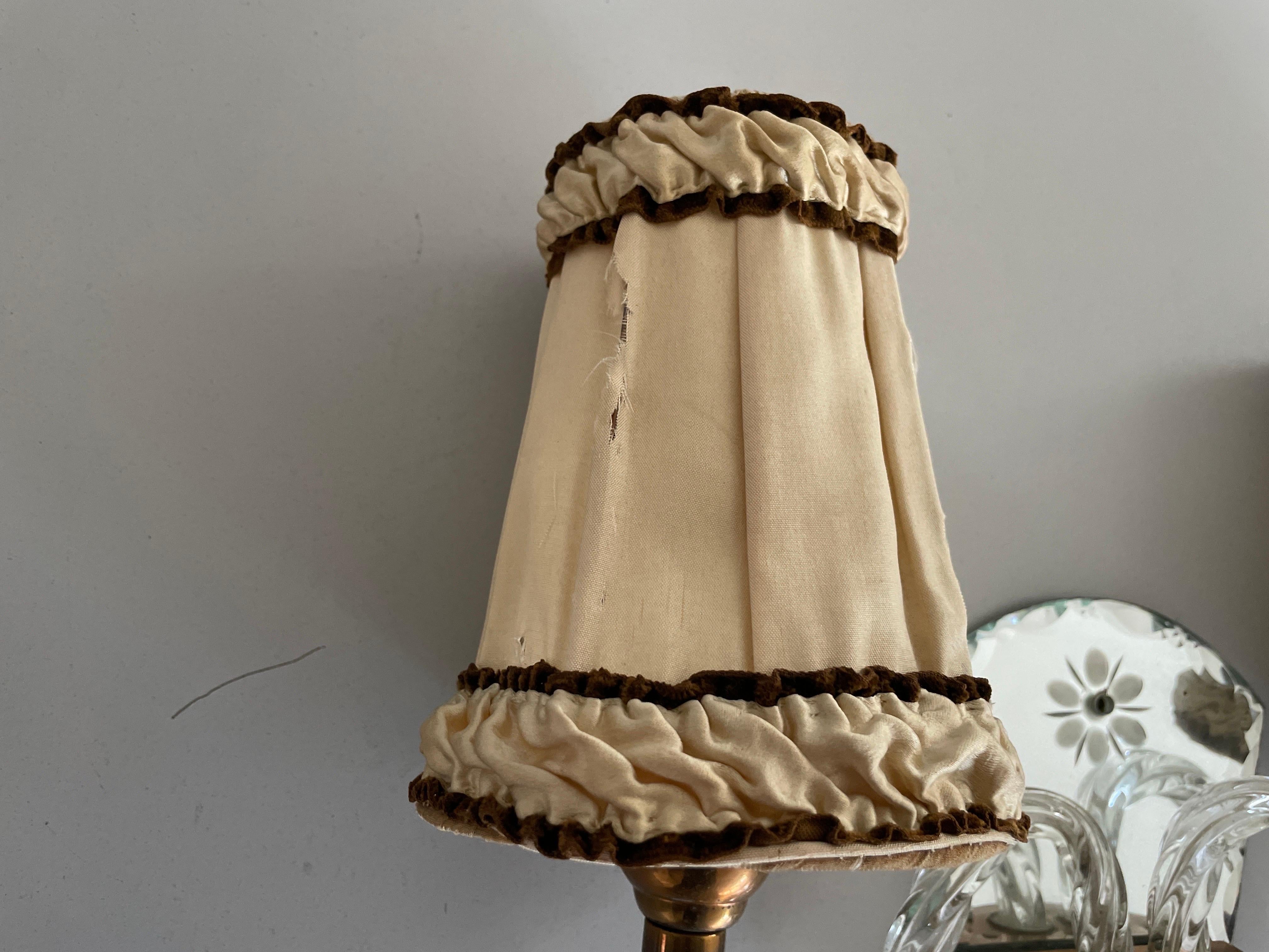 Paire d'appliques Art déco françaises uniques en verre et laiton, années 1940, France en vente 5