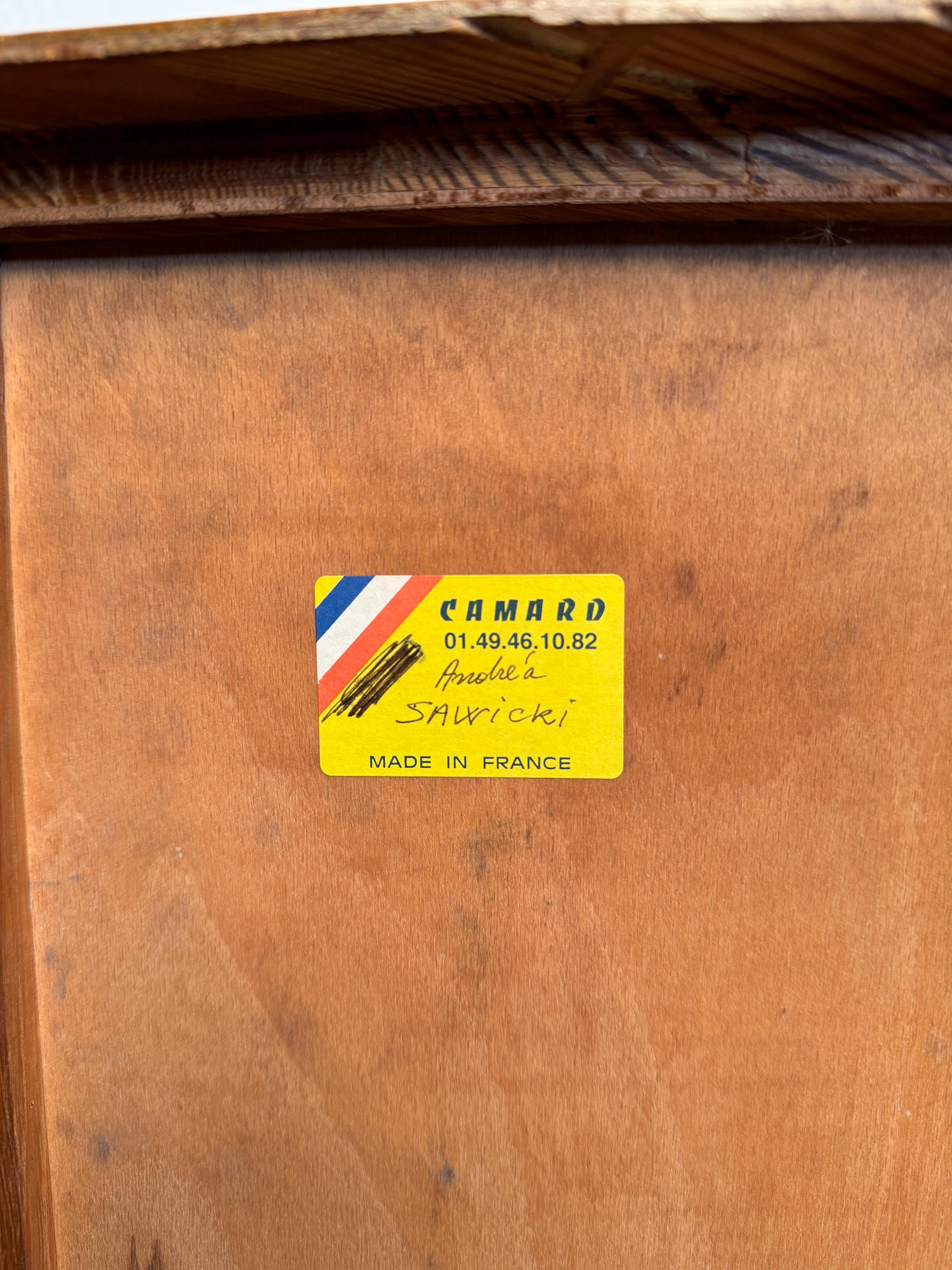 Antiguo Gabinete Deco Curvo de Madera Satinada para Camard Francia en venta 9
