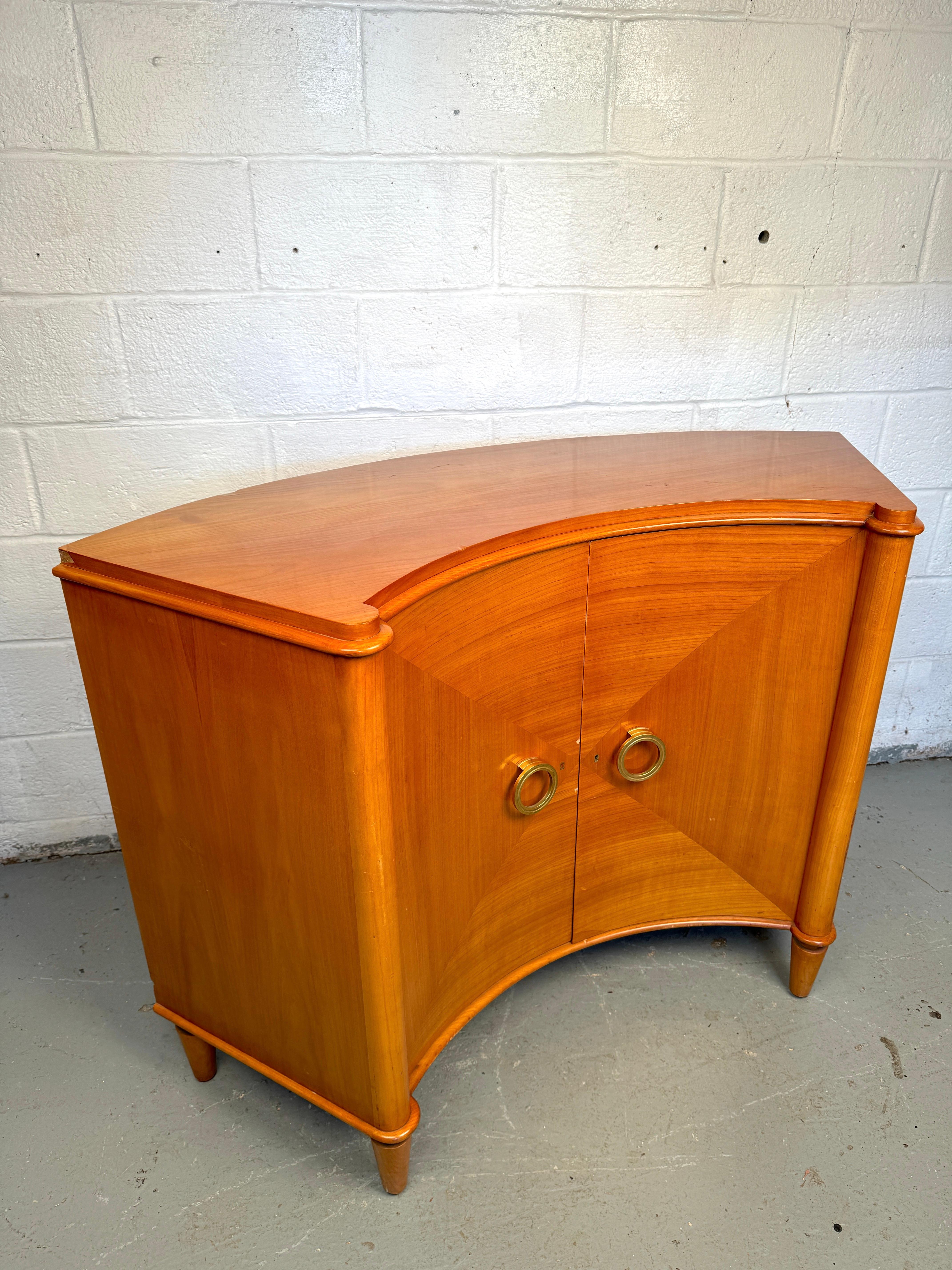 Antiguo Gabinete Deco Curvo de Madera Satinada para Camard Francia en venta 11