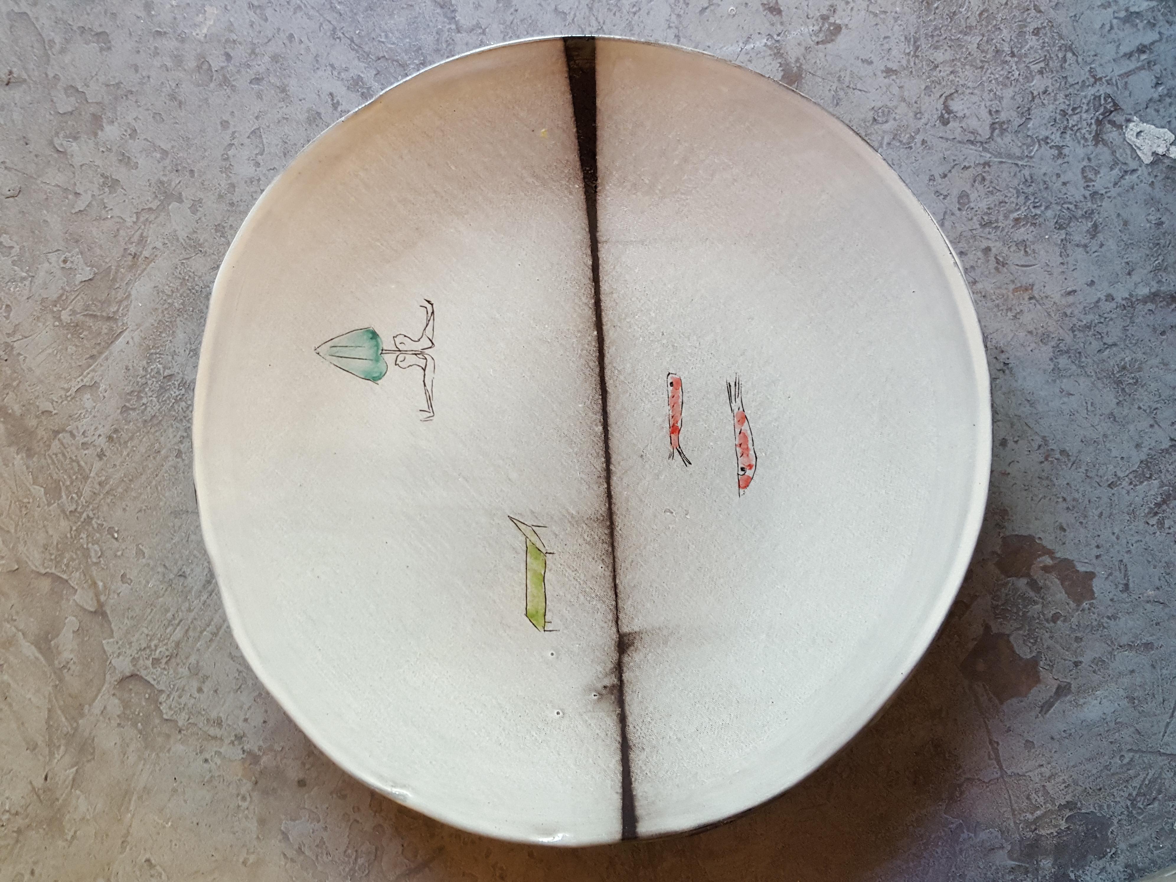 Unique French Artist's Ceramic Dinner Plates In New Condition In Paris, FR