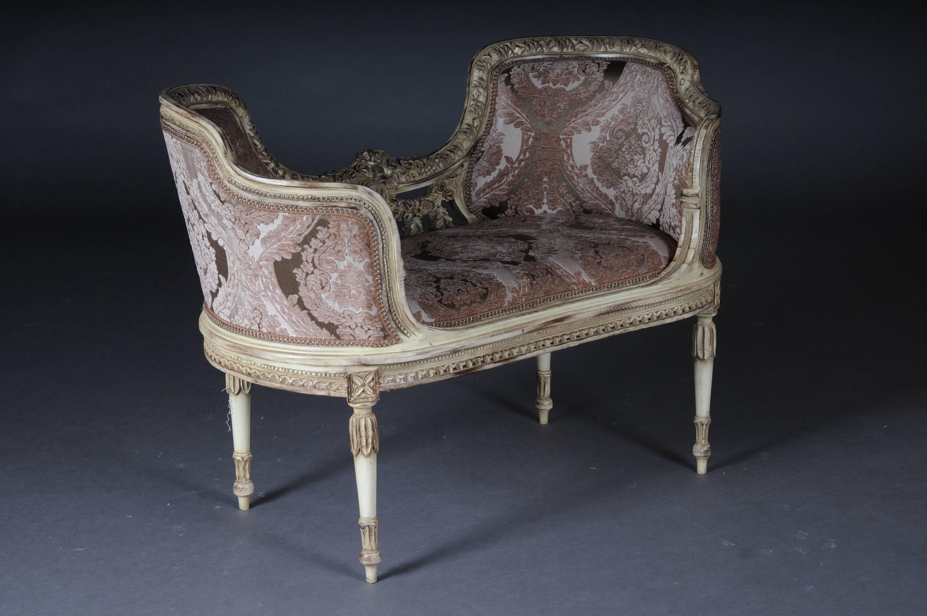 Hand-Carved Unique French Bench, Sofa in Louis Seize XVI For Sale