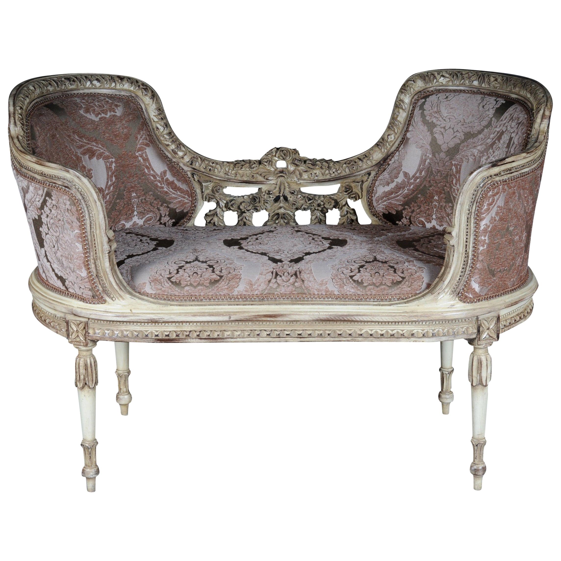 Unique French Bench, Sofa in Louis Seize XVI For Sale