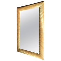 Einzigartiger französischer Spiegel mit Intarsien aus Messing und goldenem Stroh