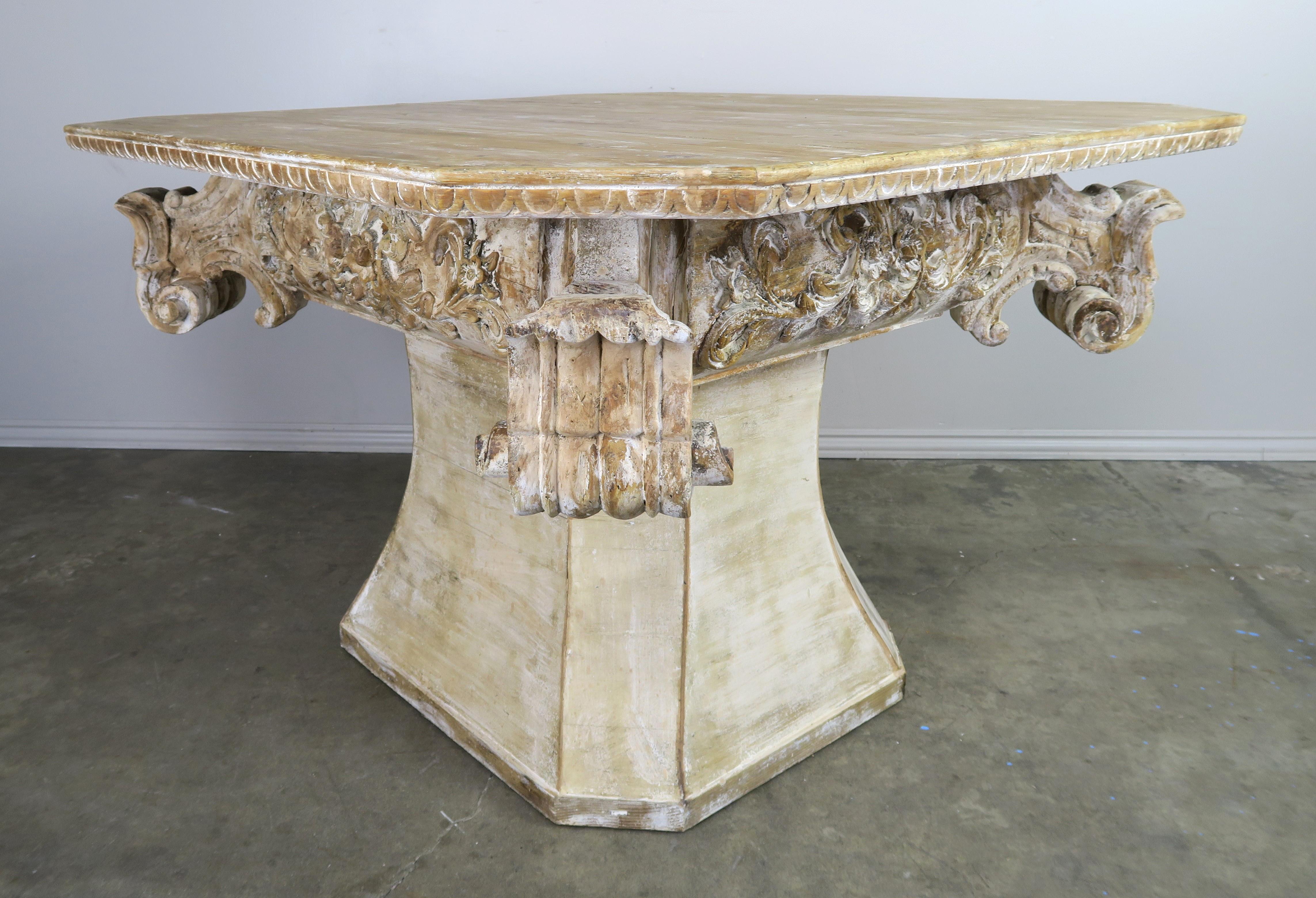 Unique French Carved Wood Dining or Center Table, circa 1930s 4