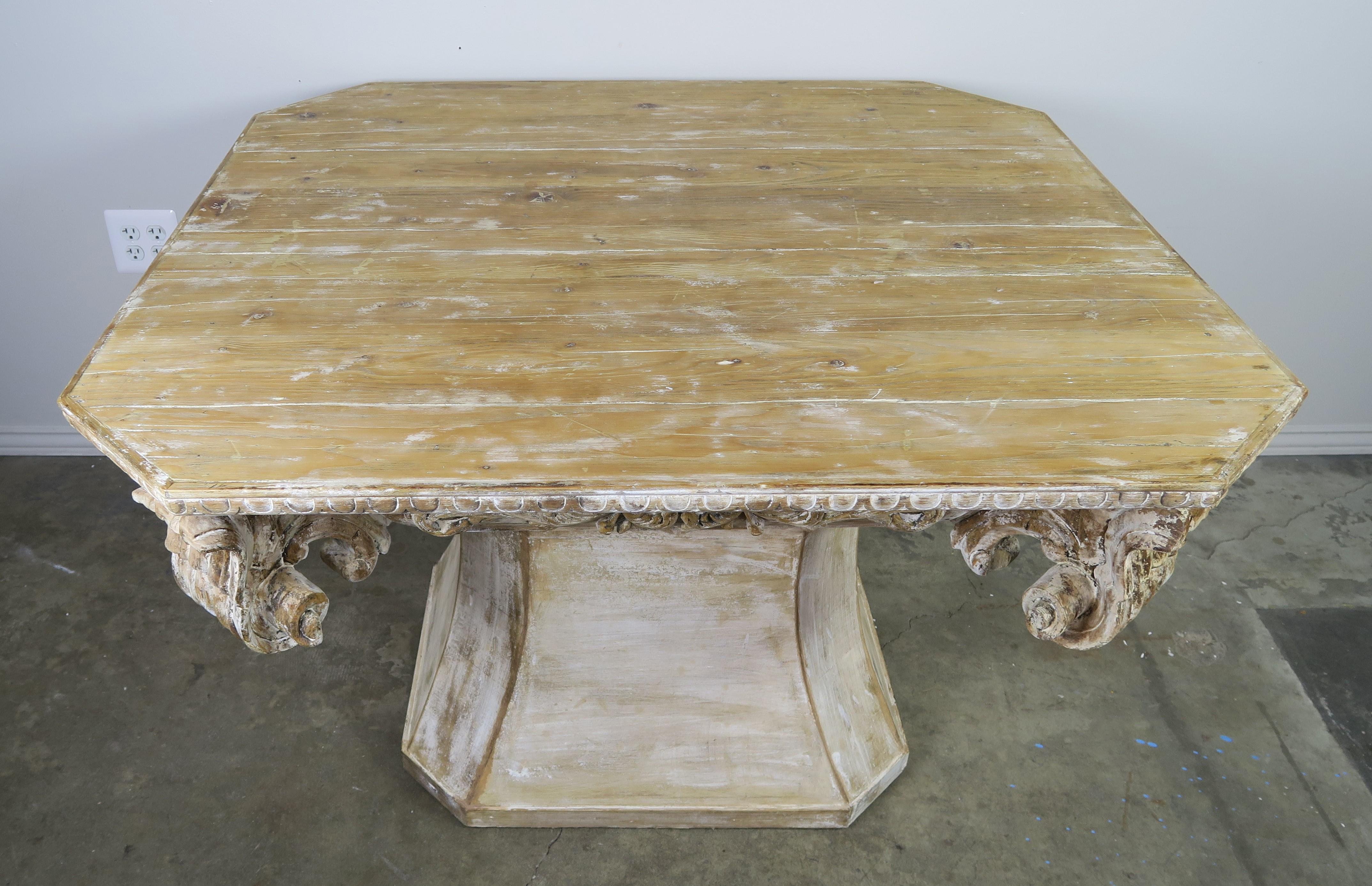 Unique French Carved Wood Dining or Center Table, circa 1930s 5