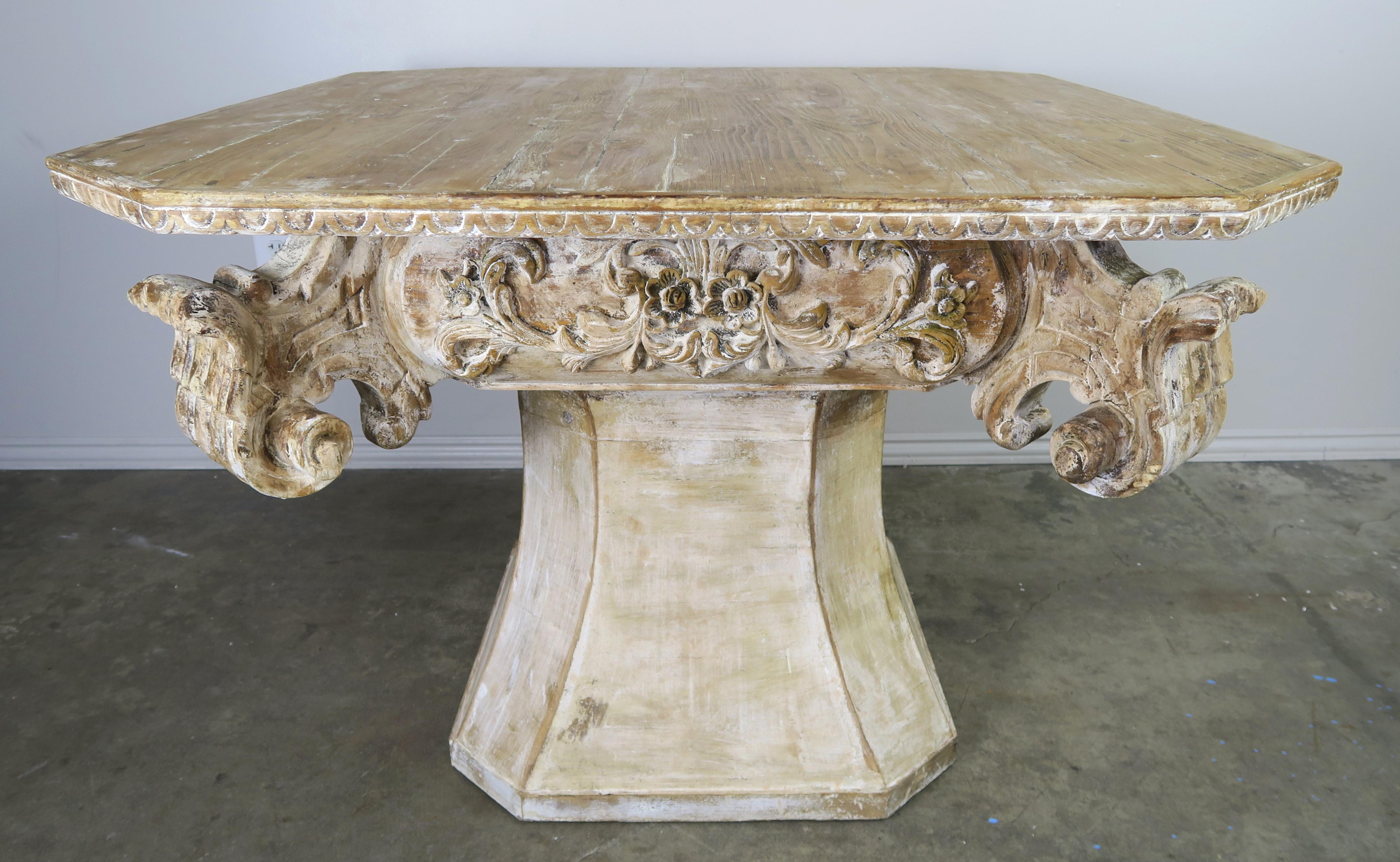 Rococo Unique French Carved Wood Dining or Center Table, circa 1930s