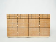 Unique French Cerused Oak Brass Commode by Jean-Michel Wilmotte 1970s