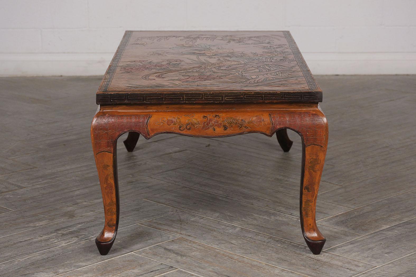 Early 20th Century Unique French Chinoiserie Painted Low Coffee Table