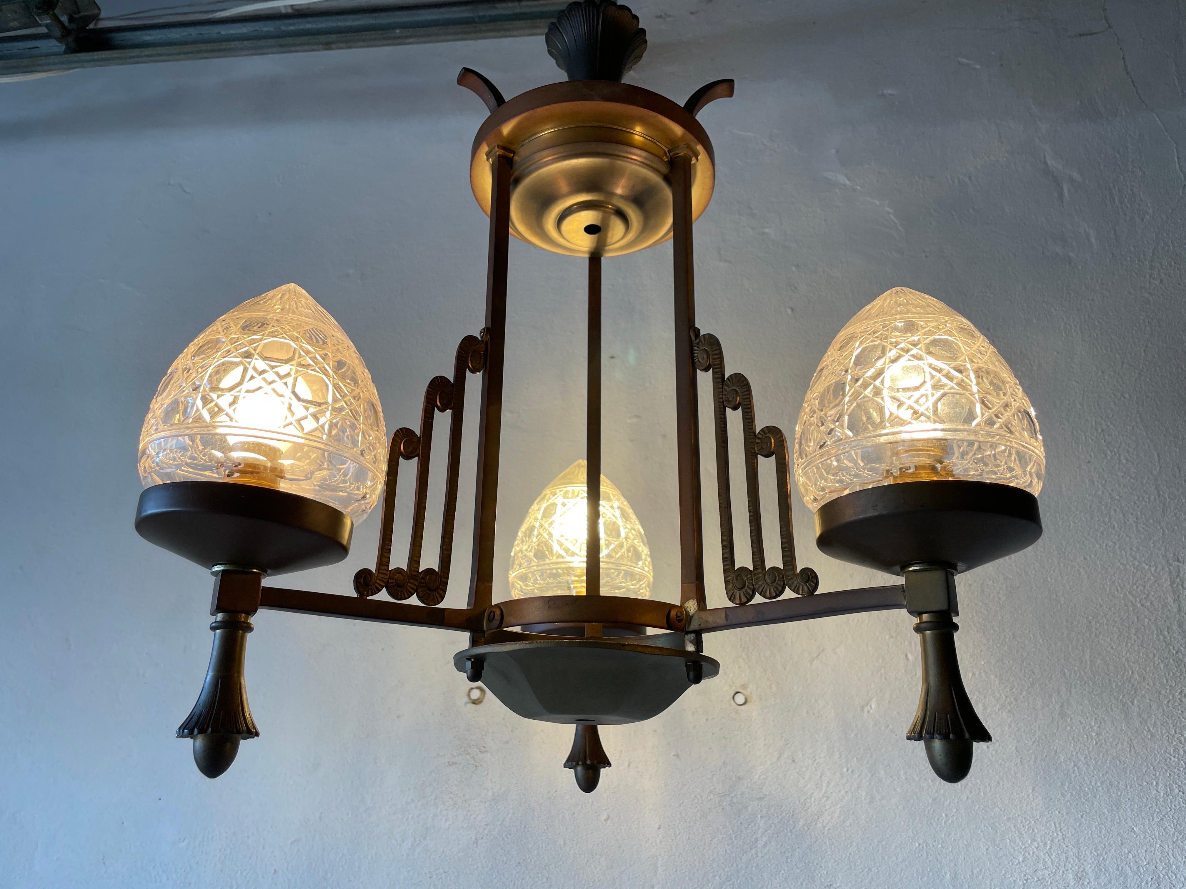 Unique French Copper Architectural Body Chandelier, 1940s, France For Sale 7