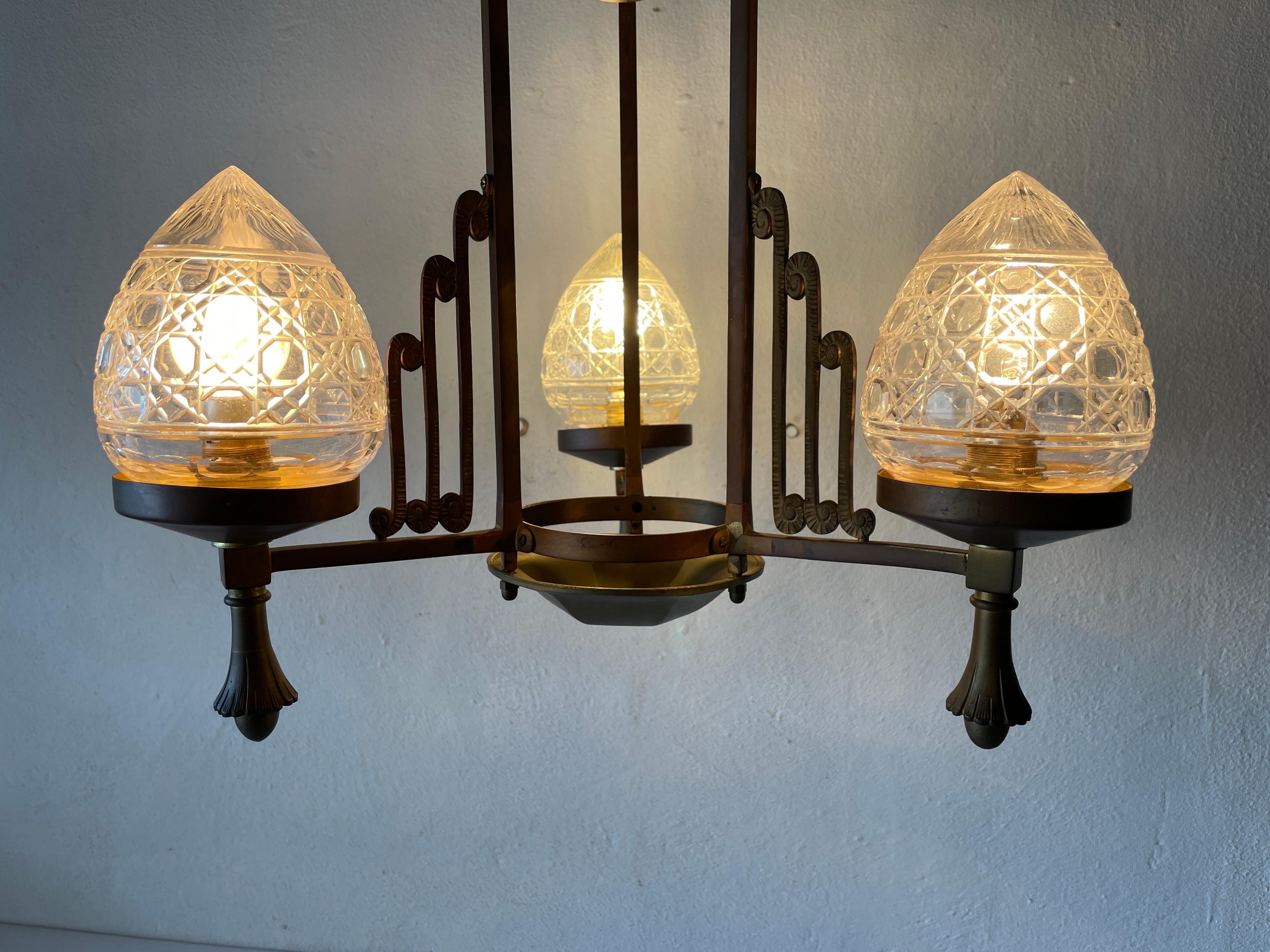 Unique French Copper Architectural Body Chandelier, 1940s, France For Sale 9