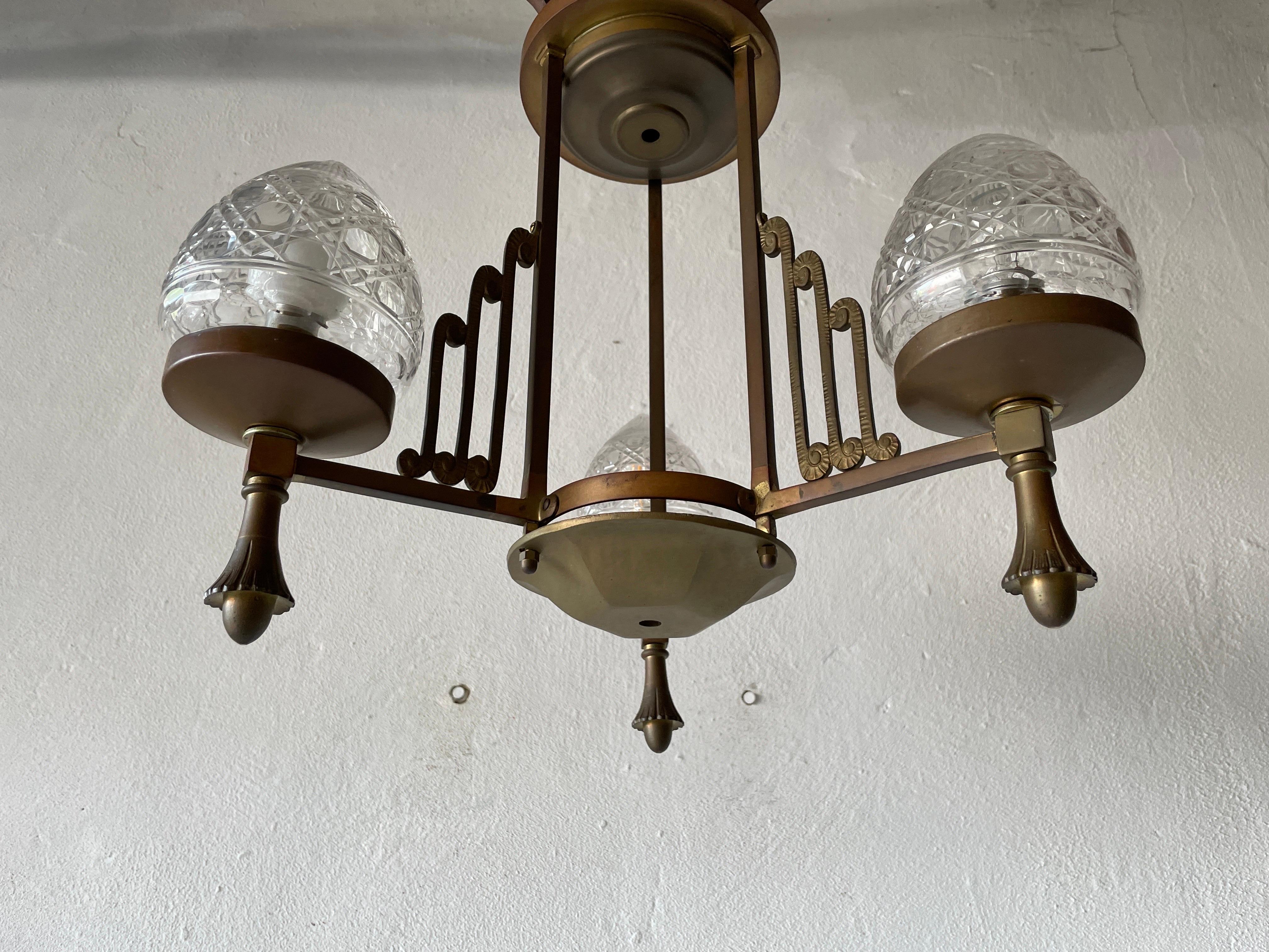Unique French Copper Architectural Body Chandelier, 1940s, France In Good Condition For Sale In Hagenbach, DE