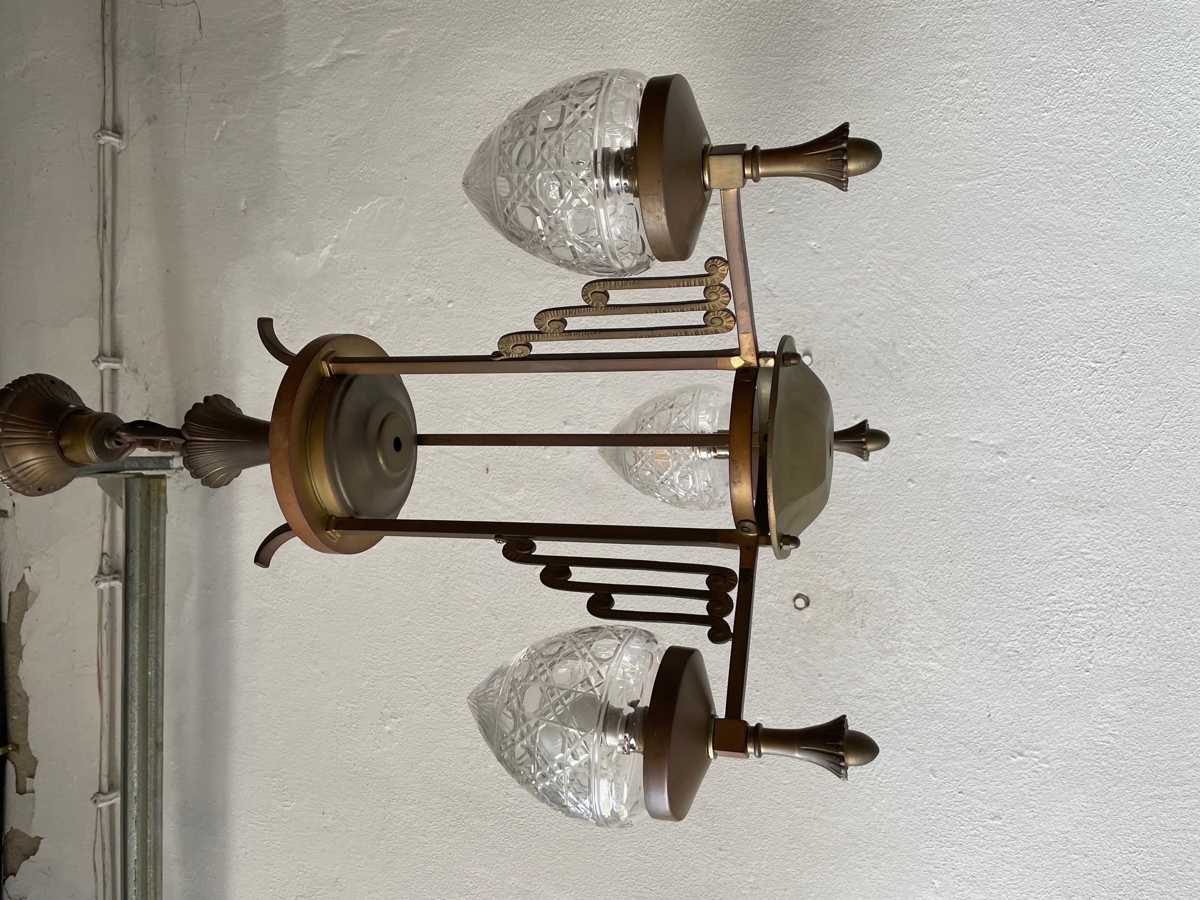 Mid-20th Century Unique French Copper Architectural Body Chandelier, 1940s, France For Sale