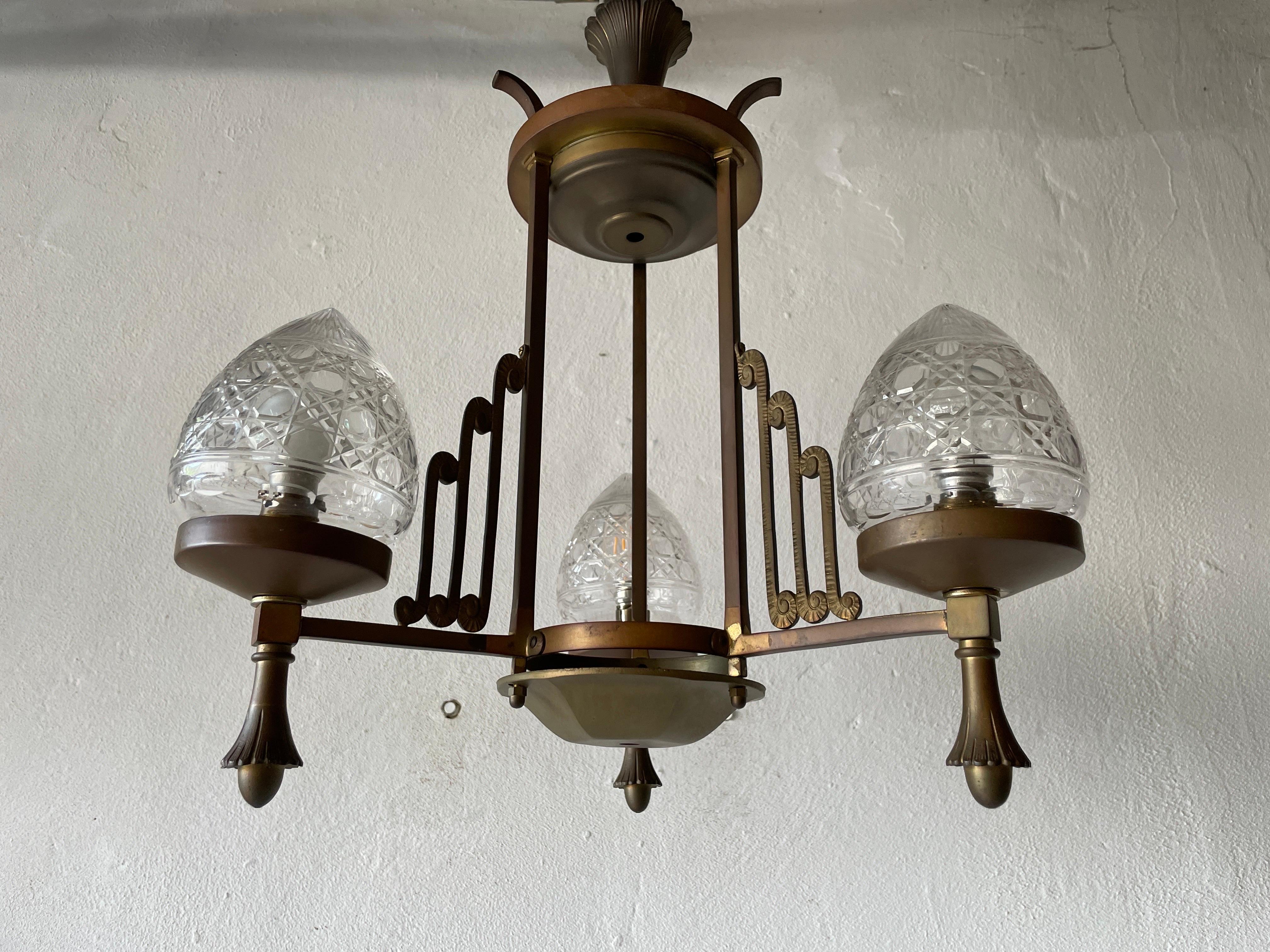 Unique French Copper Architectural Body Chandelier, 1940s, France For Sale 1