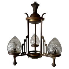 Unique French Copper Architectural Body Chandelier, 1940s, France