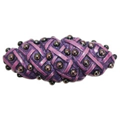 Unique French Couture Vintage Purple Resin Brooch 80s