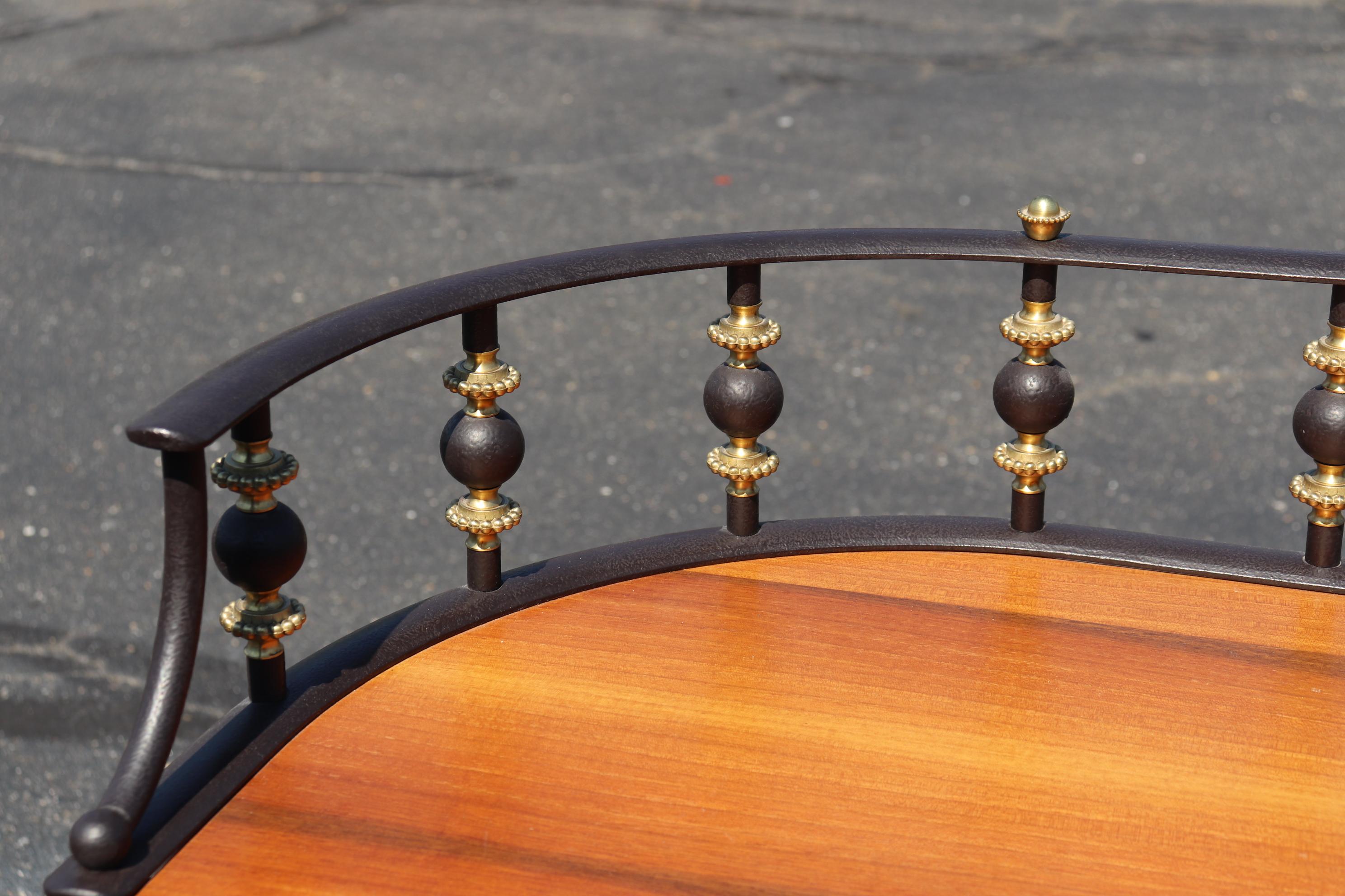Unique French Directoire Style Ebonized Iron and Brass Walnut Console Table For Sale 6