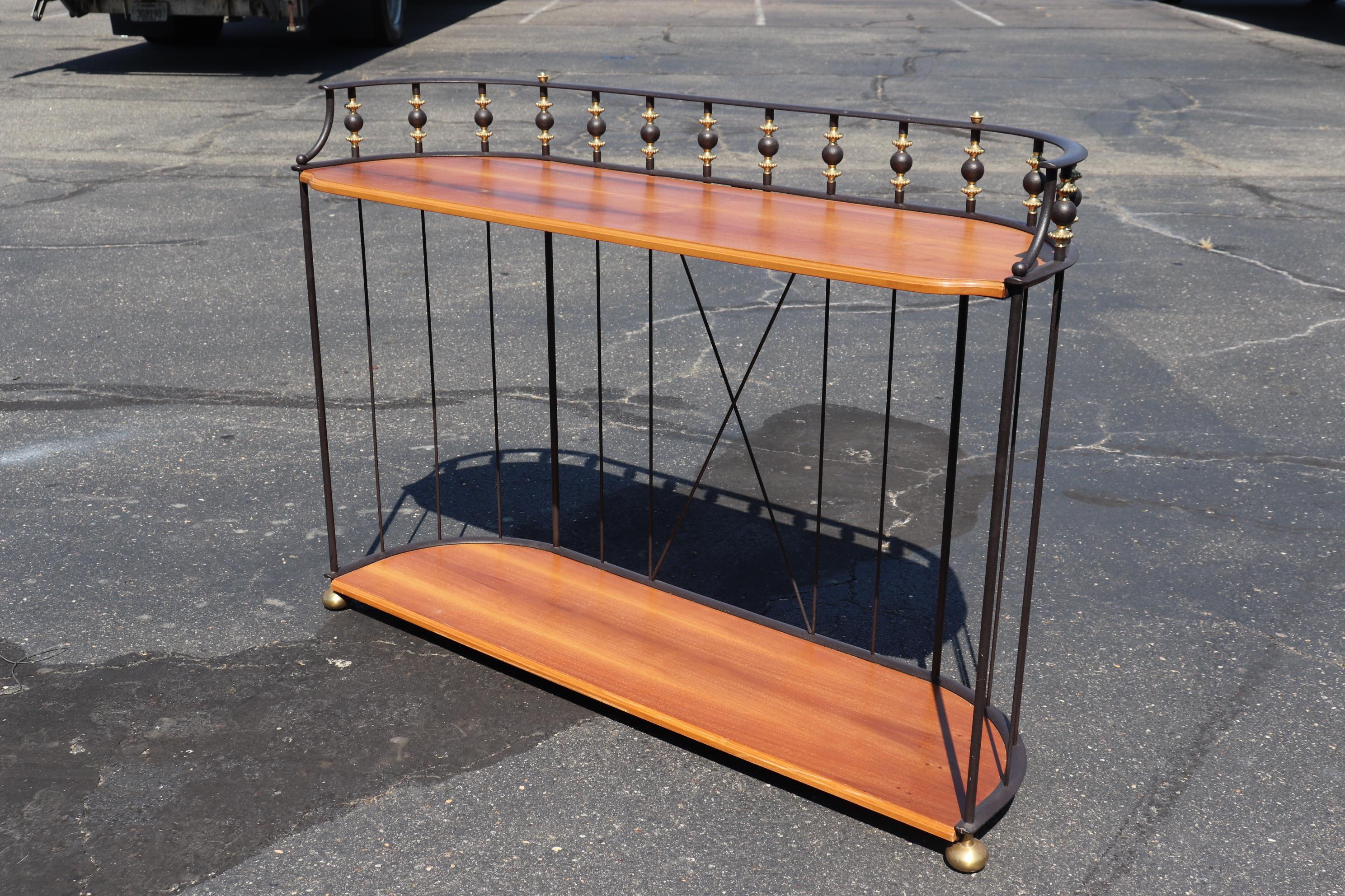 Unique French Directoire Style Ebonized Iron and Brass Walnut Console Table For Sale 7