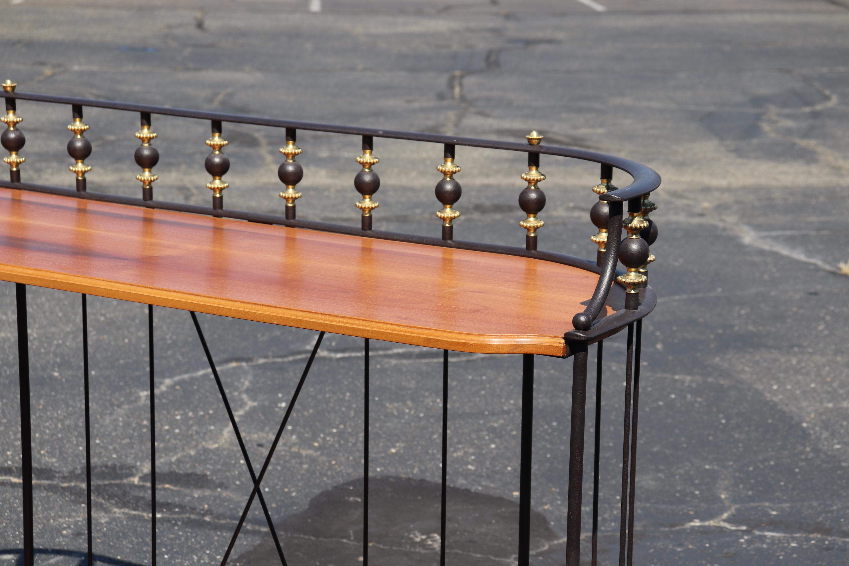 Unique French Directoire Style Ebonized Iron and Brass Walnut Console Table For Sale 8