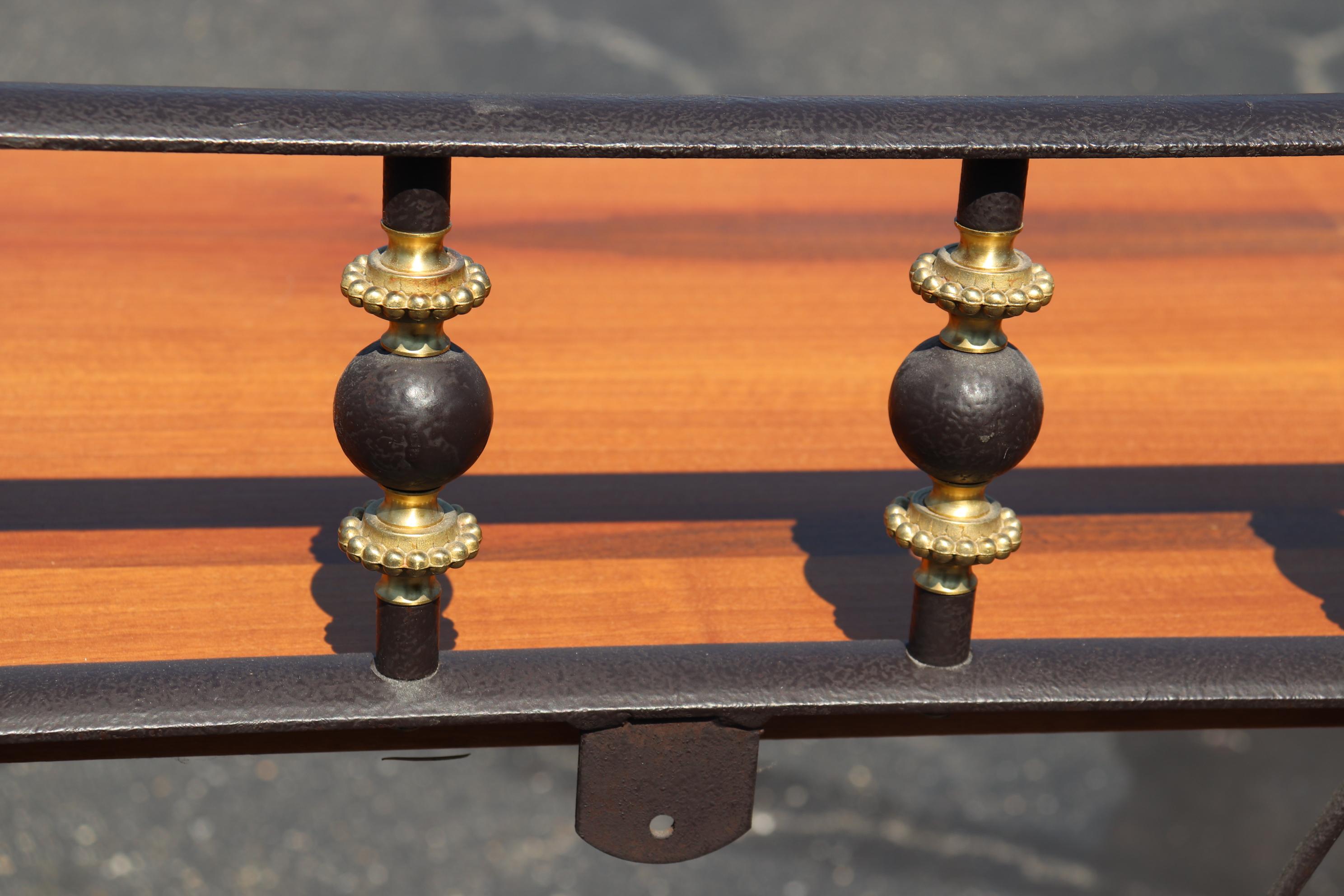 Unique French Directoire Style Ebonized Iron and Brass Walnut Console Table For Sale 14