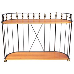 Unique French Directoire Style Ebonized Iron and Brass Walnut Console Table
