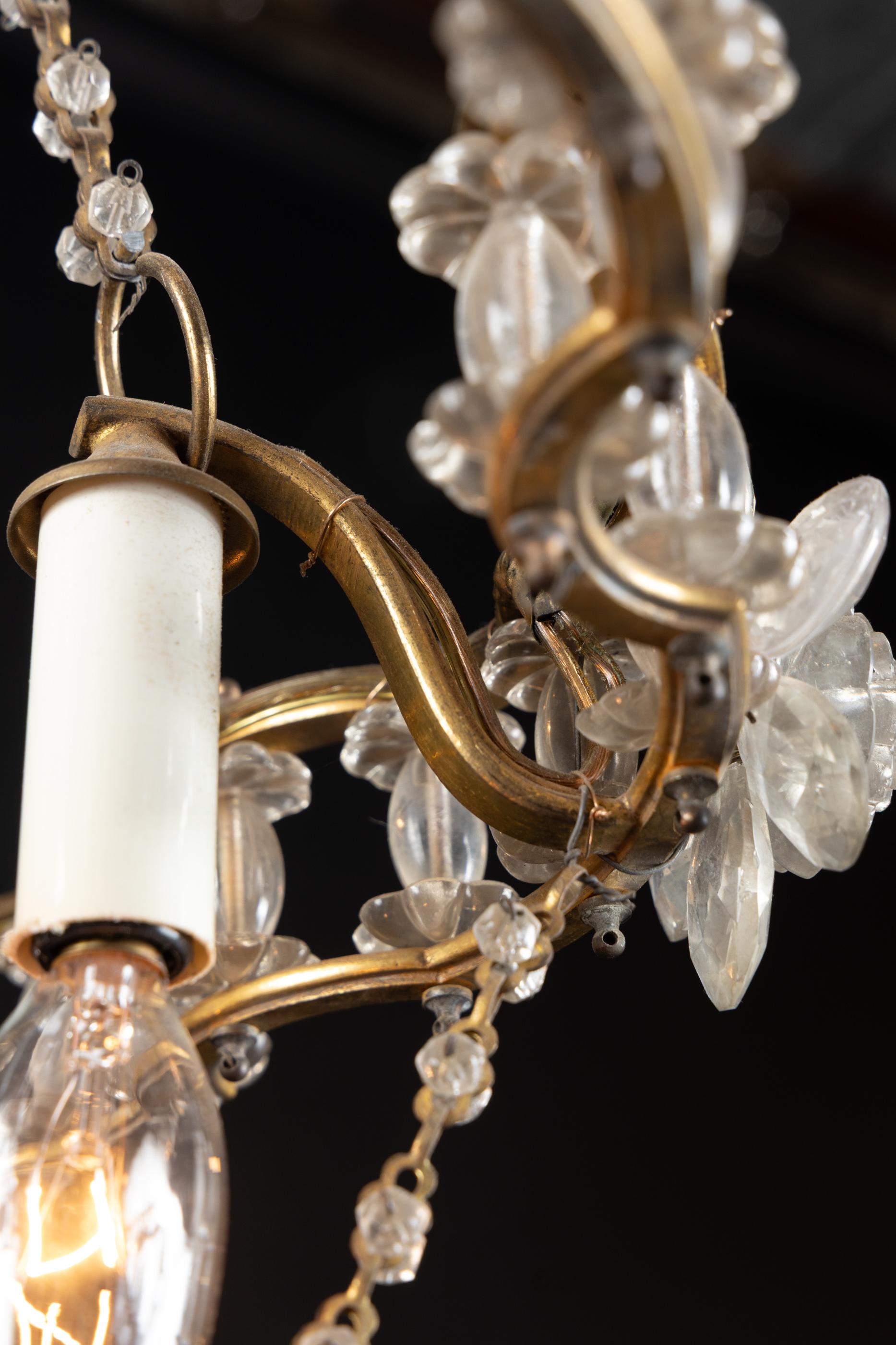 Lustre unique en bronze et cristal français du début du 20e siècle Bon état - En vente à New Orleans, LA