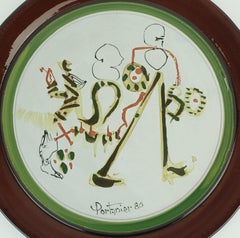 unique french gilbert portanier ceramic WALL PLATE art ceramic vallauris