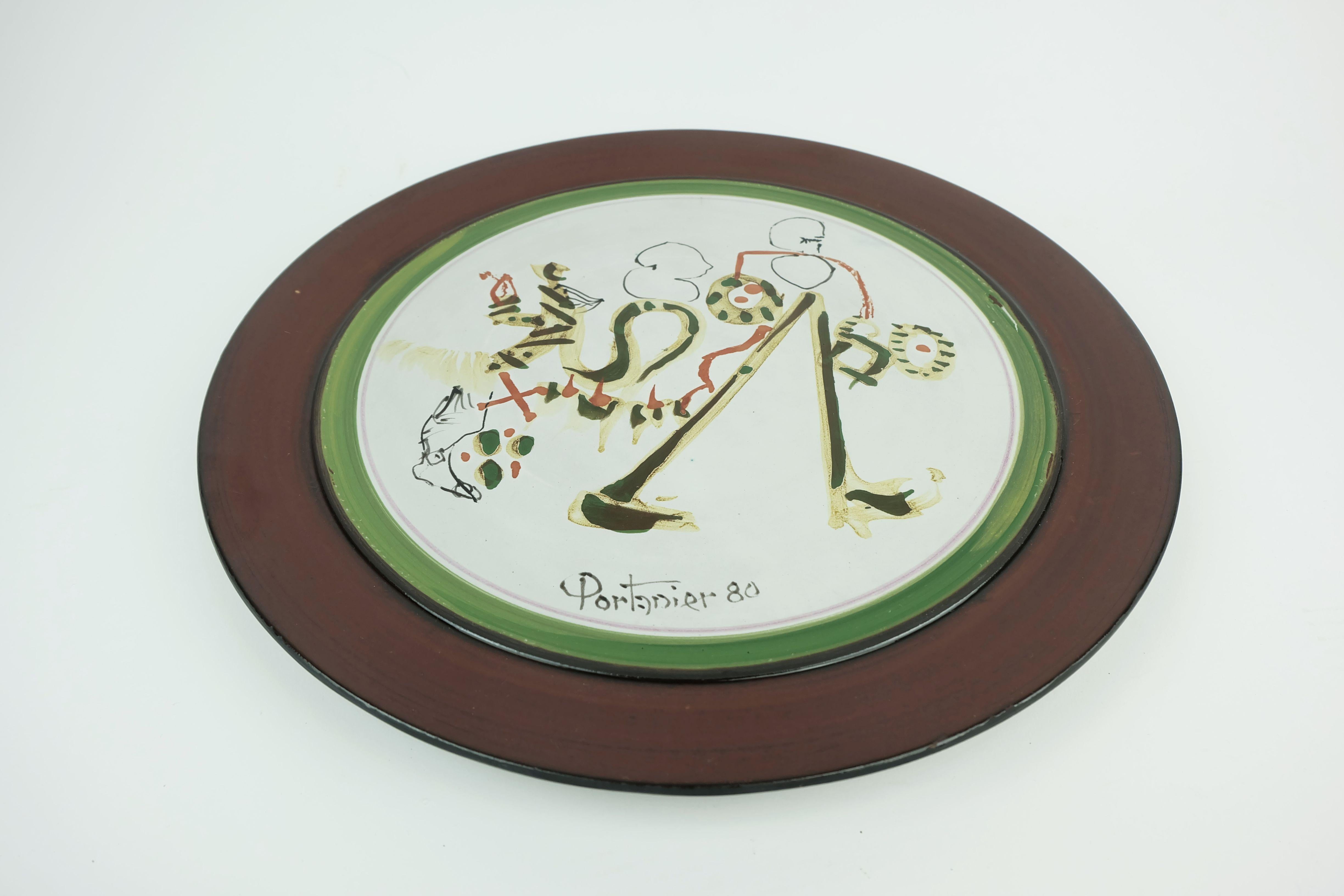plato de pared de ceramica gilbert portanier arte ceramica vallauris Francés en venta