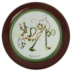unico piatto da parete in ceramica francese Gilbert Portanier arte ceramica Vallauris