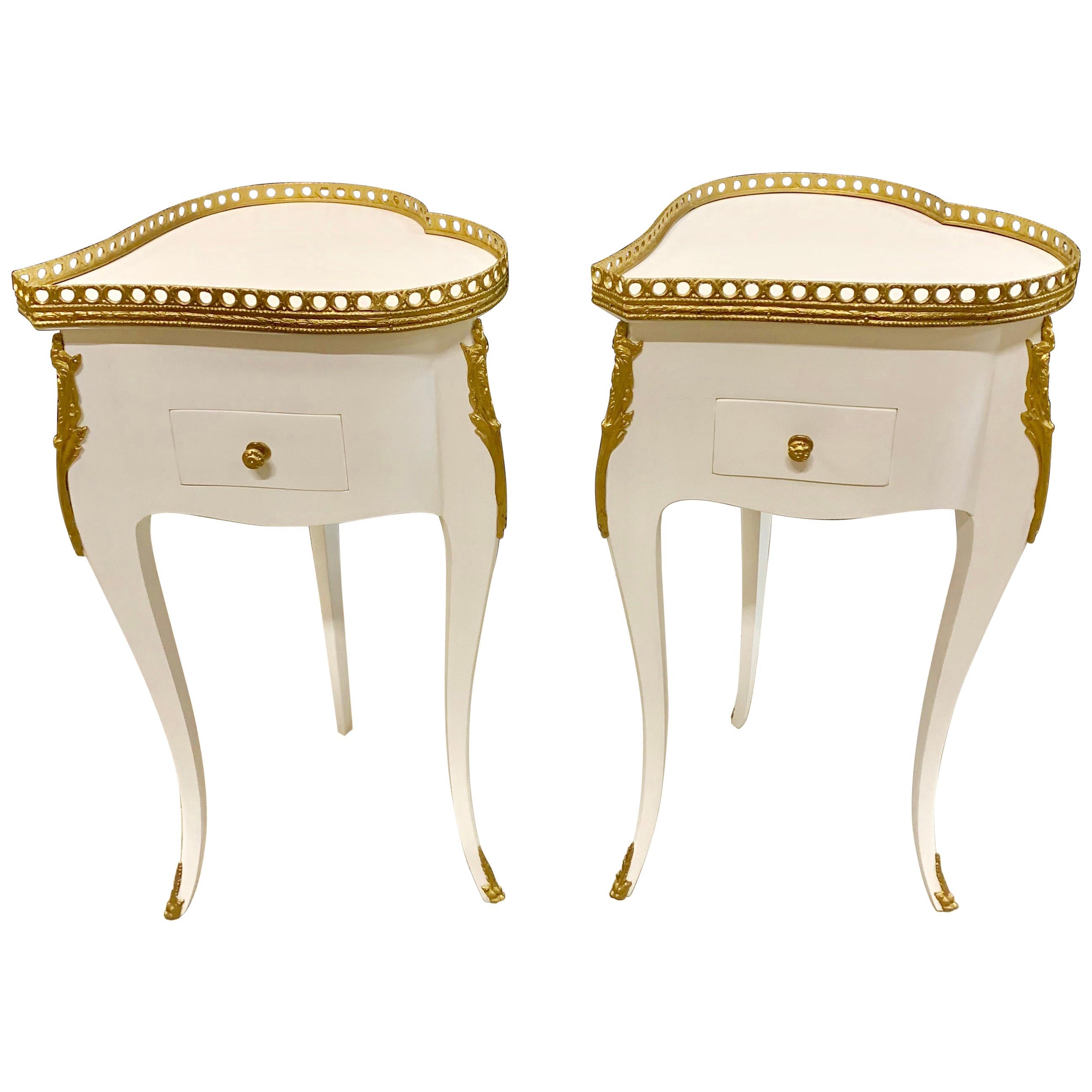 Unique French Louis XVI "Heart Top" Side Tables or Nightstand, 1910s For Sale