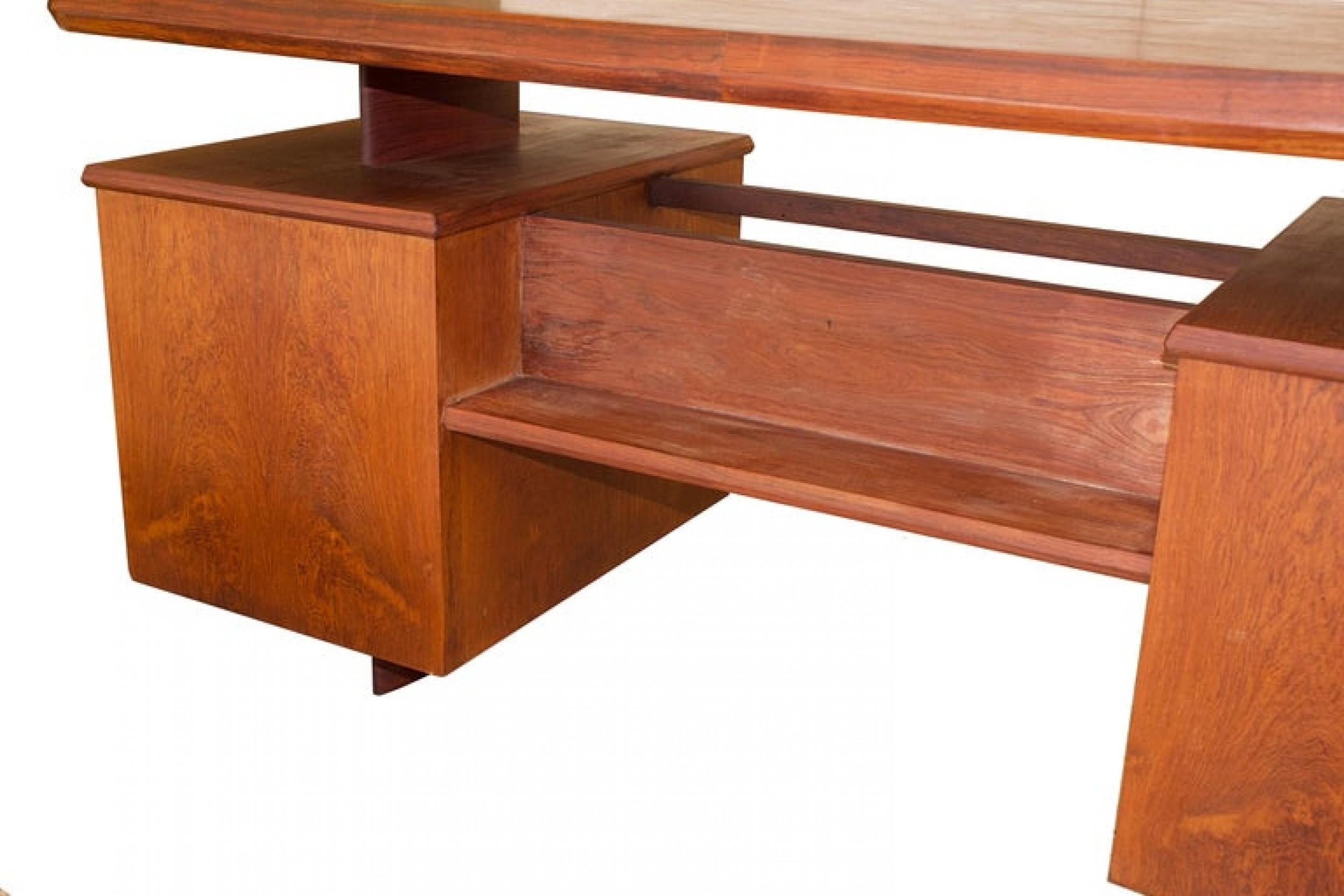 20th Century Unique French Modern Solid Rosewood Desk, Pierre Chapo, 1950s For Sale