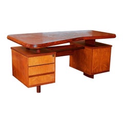 Unique French Modern Solid Rosewood Desk, Pierre Chapo, 1950s