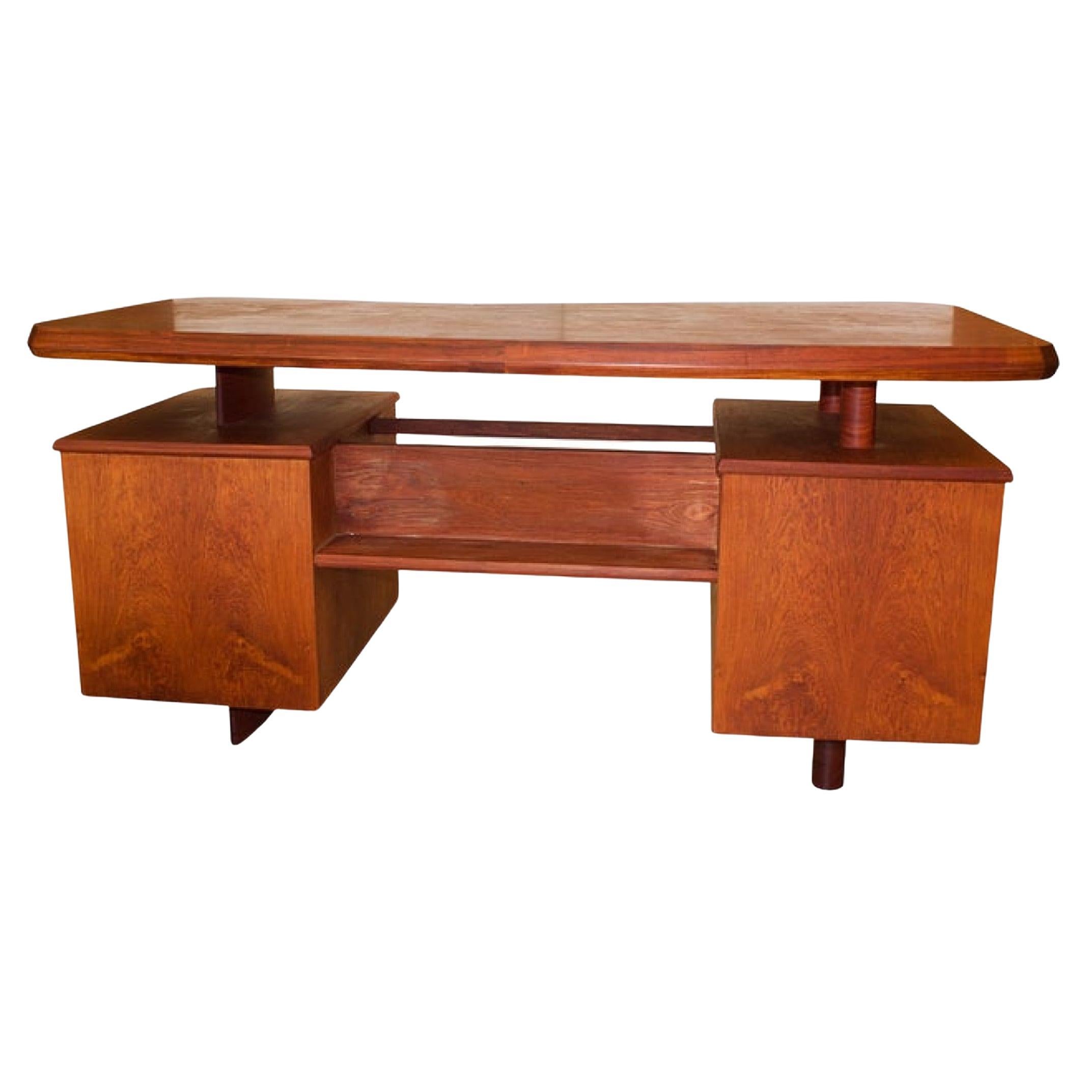 Unique French Modern Solid Rosewood Desk, Pierre Chapo, 1950s For Sale