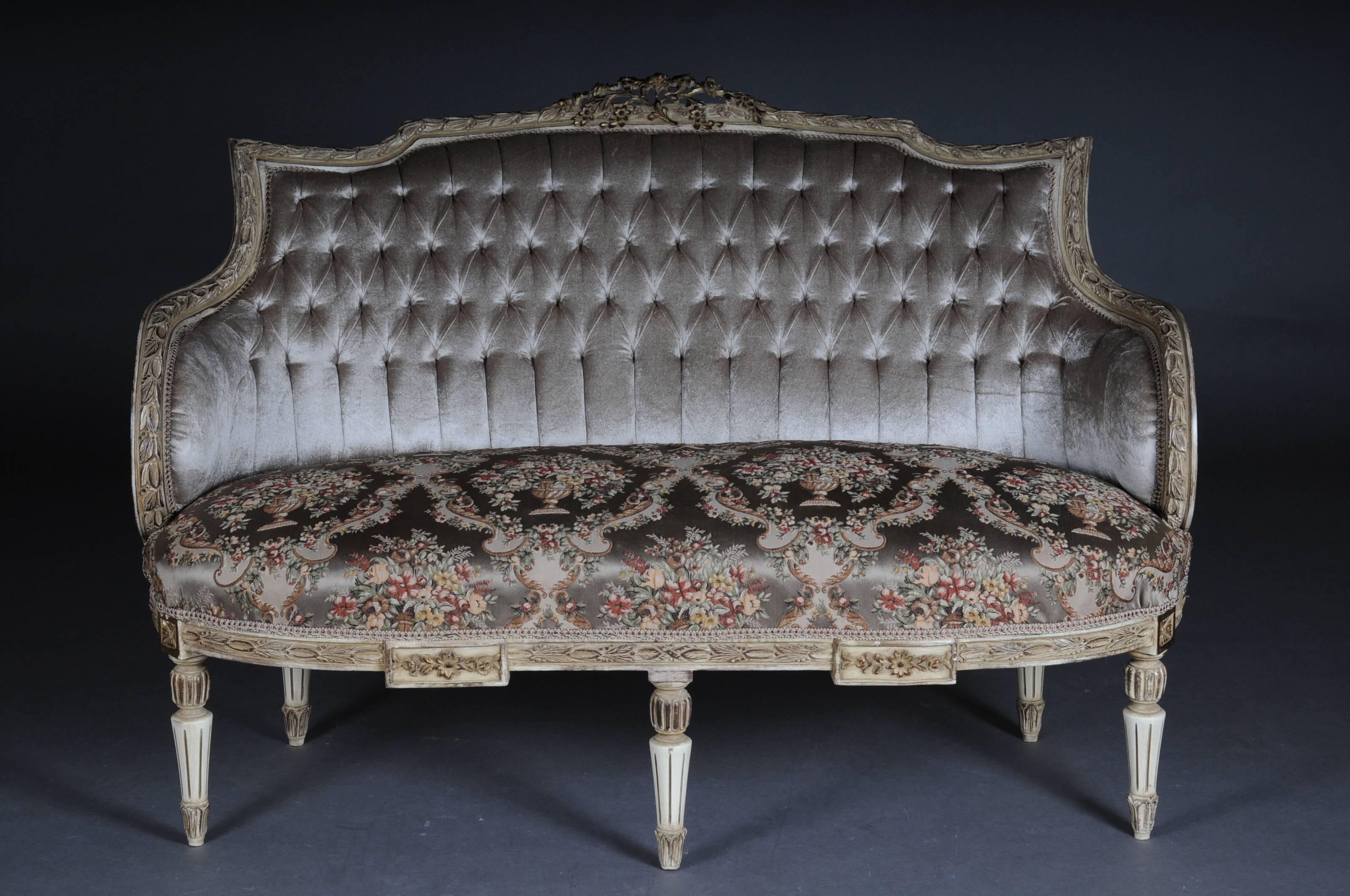 Hand-Carved Unique French Seating, Set in Louis XVI For Sale