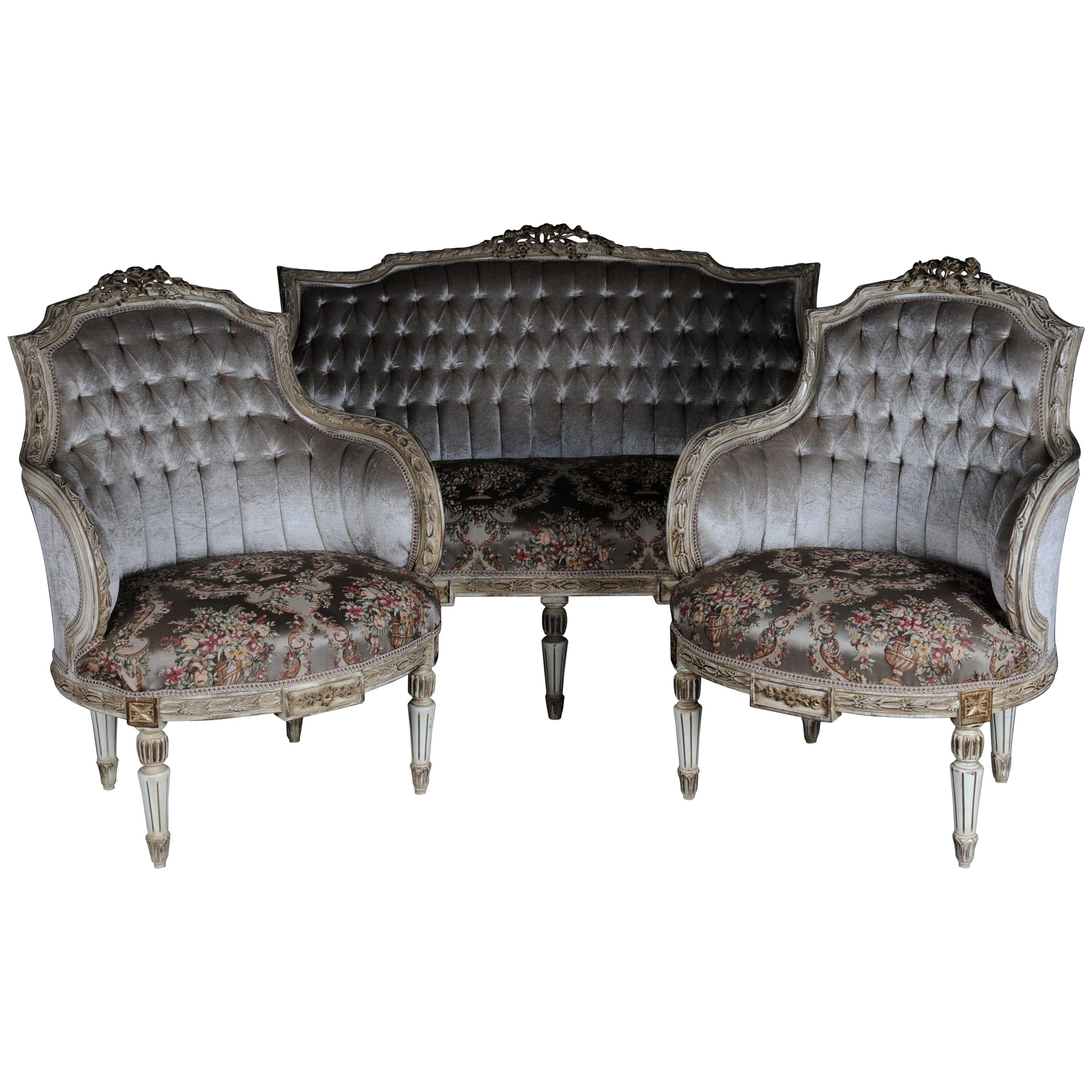 Unique French Seating, Set in Louis XVI For Sale