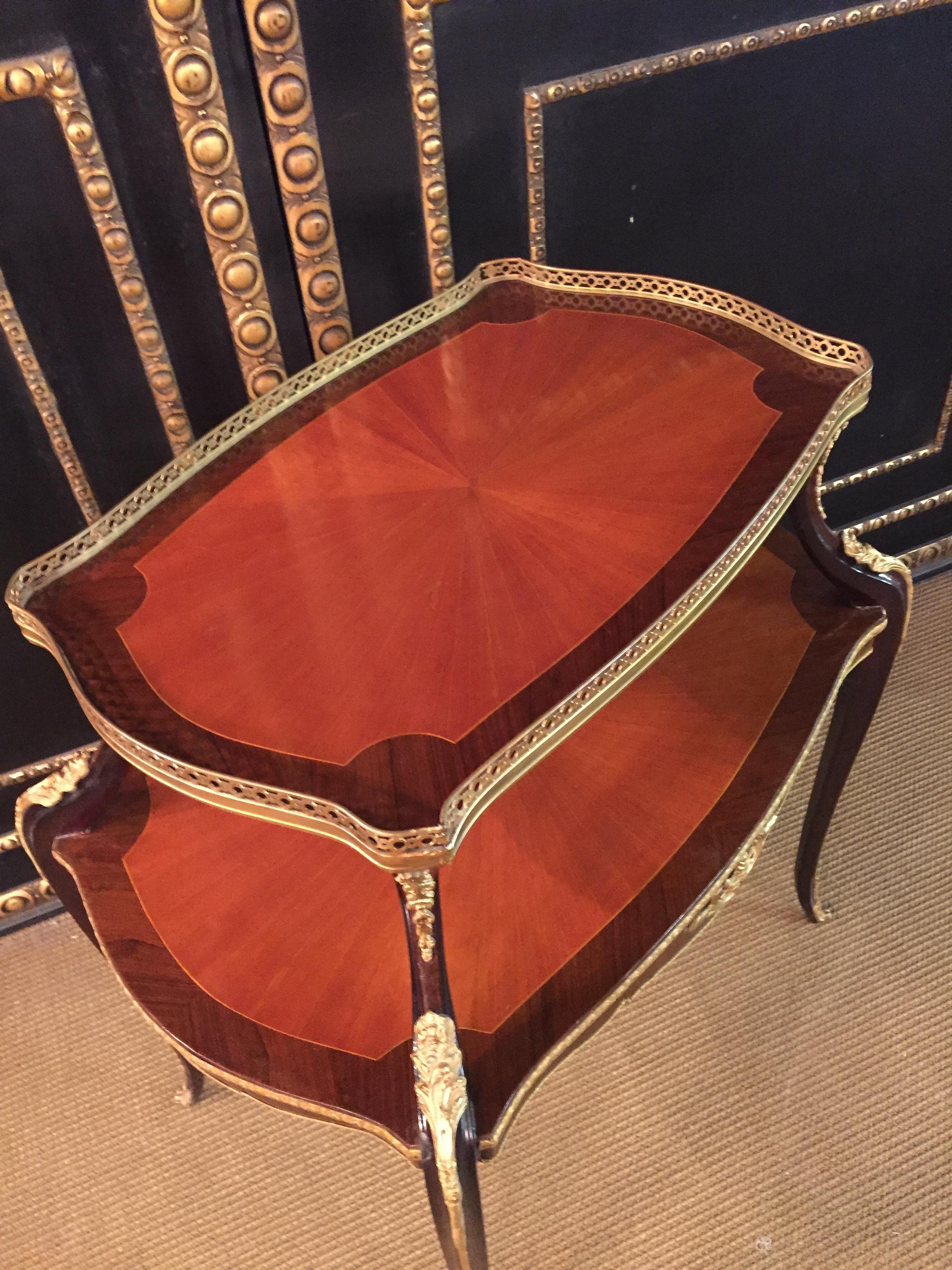 Unique French Side Table or Étagère antique after F. Linke mahogany veneer For Sale 4