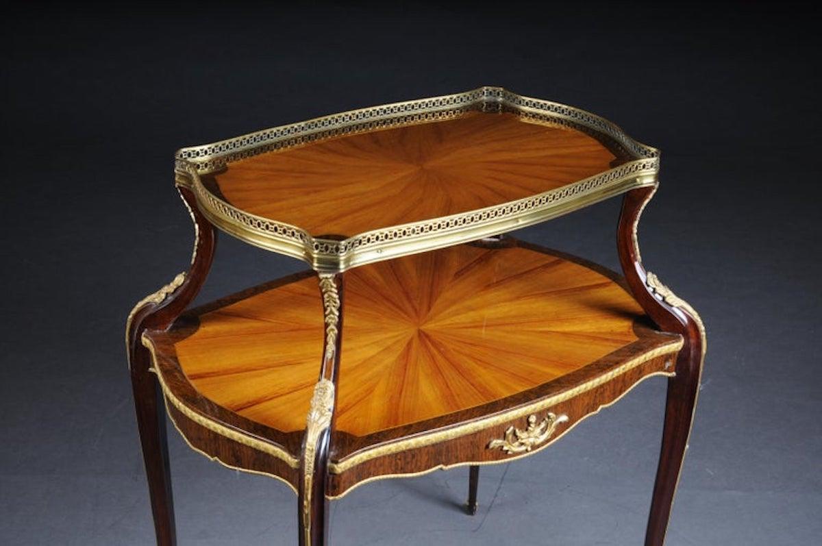 Placage Unique French Side Table / Étagère after F. Linke en vente