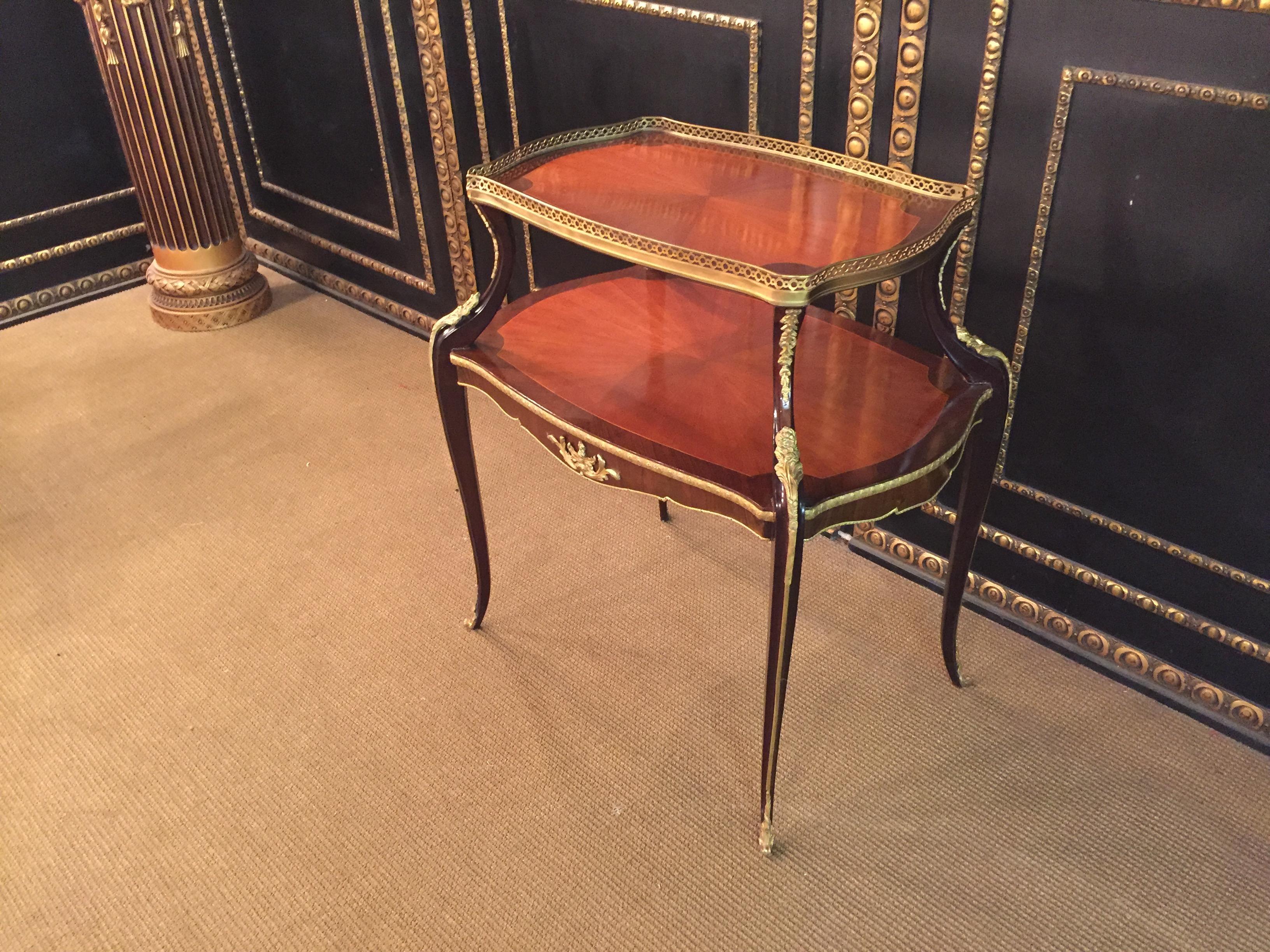 Veneer Unique French Side Table or Étagère antique after F. Linke mahogany veneer For Sale