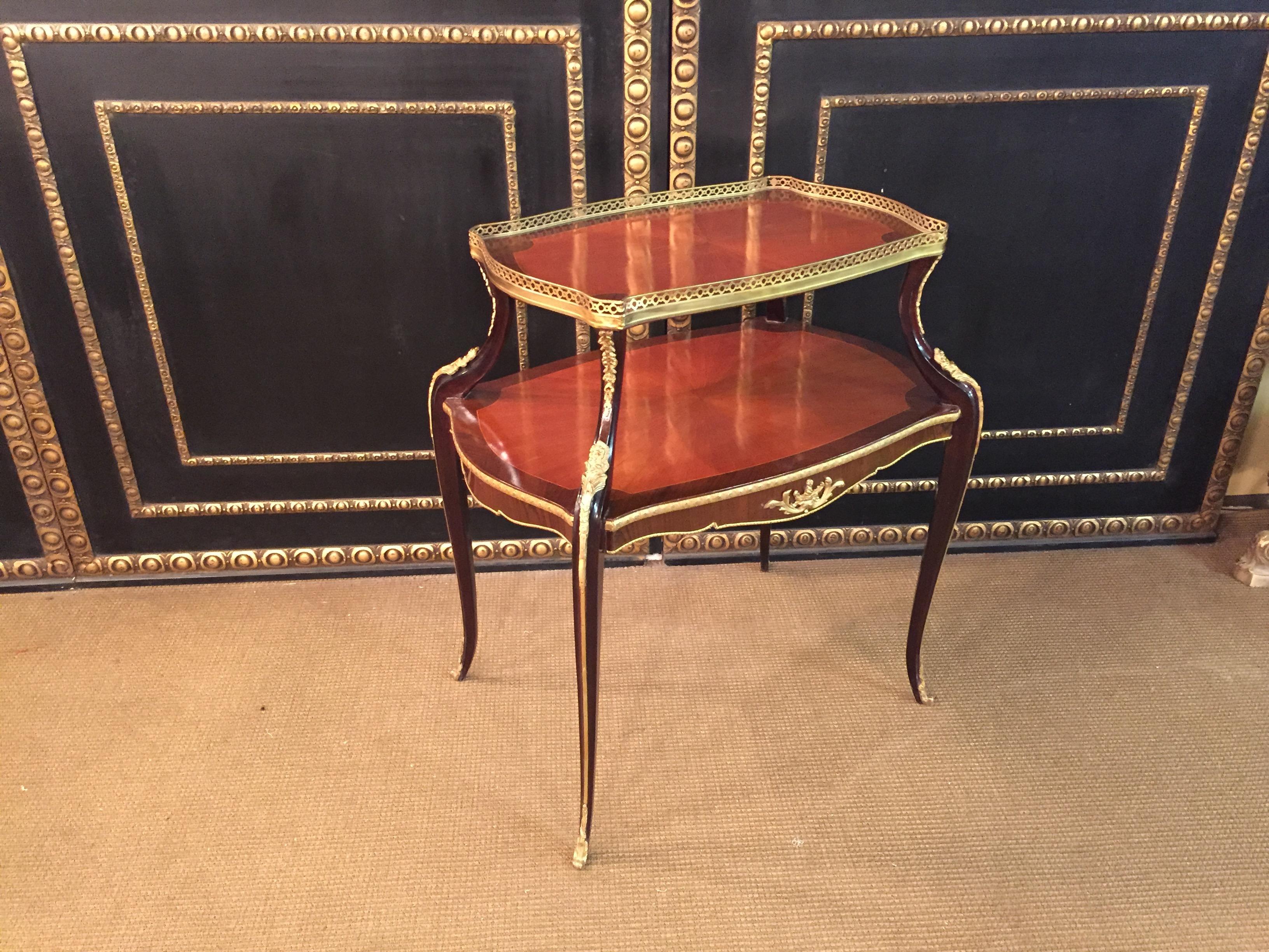 20th Century Unique French Side Table or Étagère antique after F. Linke mahogany veneer For Sale