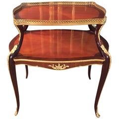 Unique French Side Table or Étagère Vintage after F. Linke mahogany veneer