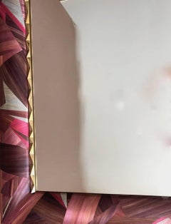 Unique French Straw and Brass Marquetry Mirror La Vie en Rose